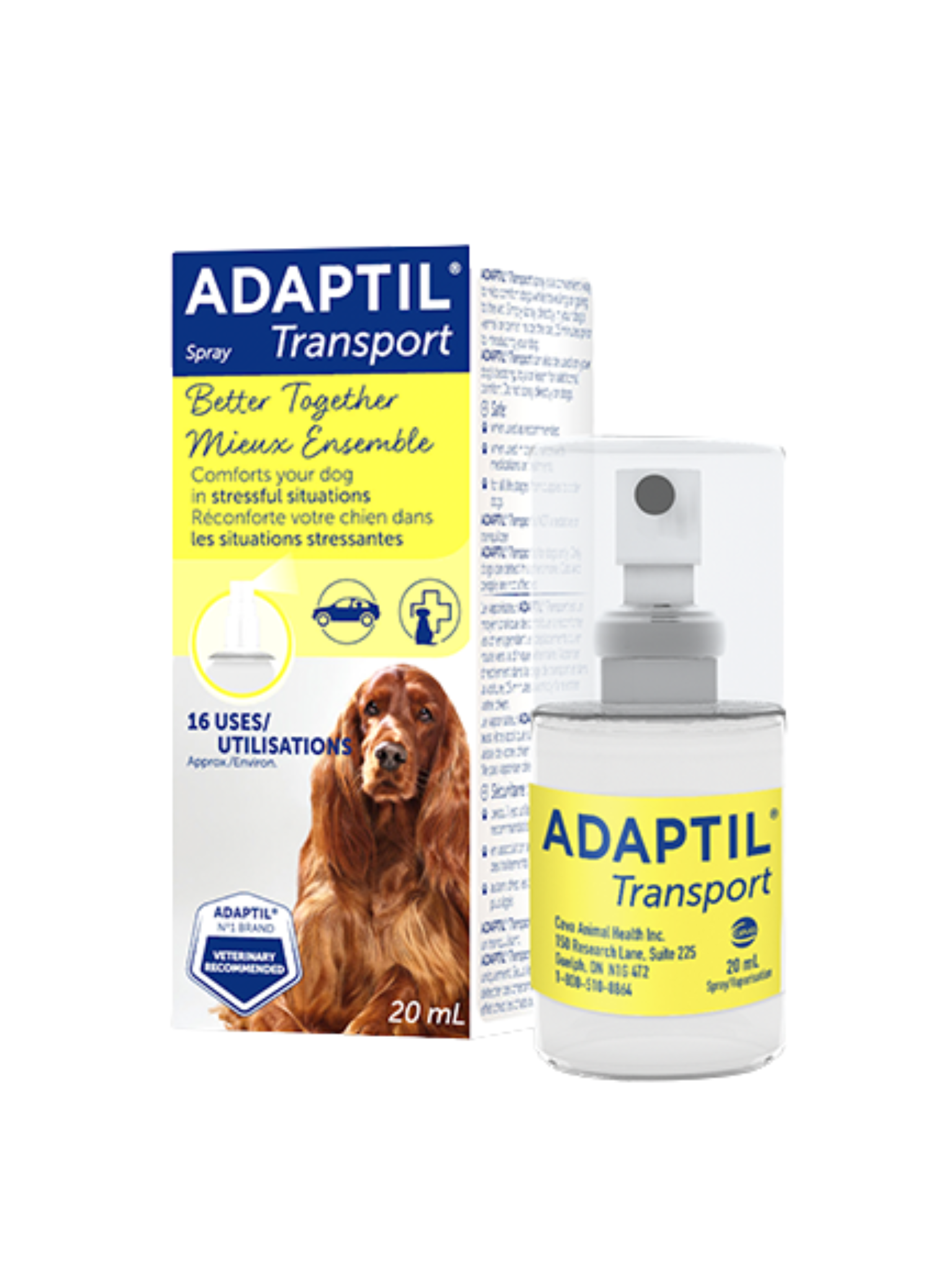 ADAPTIL - Spray calmant pour la voiture. Bêtes Gourmandes, boutique spécialisée alimentation, éducation et sports pour chiens à Québec.