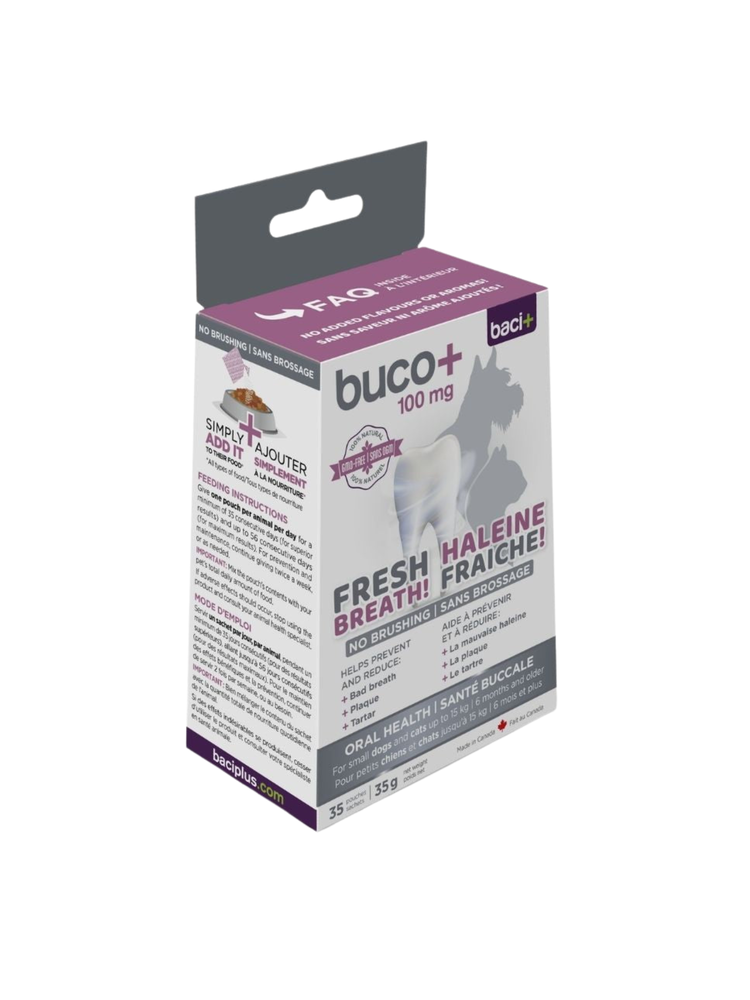 Baci+ - Santé Buccale Chat / Petit Chien 100Mg. Bêtes Gourmandes, spécialiste en nourriture et produits pour chien et chat en ligne et en magasin à Québec.