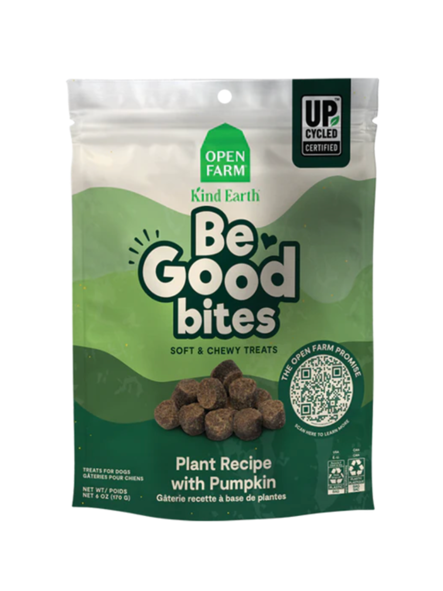 OPEN FARM - Be Good Bite gâterie d'entrainement plante & citrouille 6oz. Bêtes Gourmandes spécialiste en nutrition pour chien et chat et comportement canin à Québec.