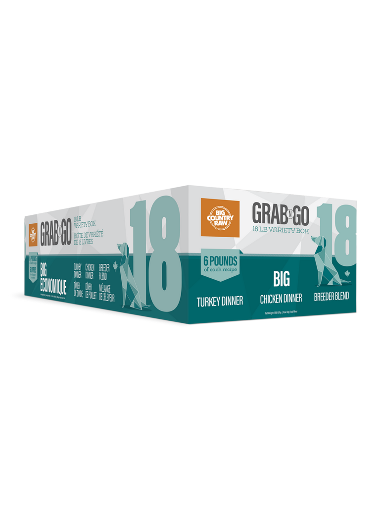 BIG COUNTRY RAW - Grab N Go Économique 18lbs. Bêtes Gourmandes, boutique spécialisée alimentation, éducation et sports pour chiens à Québec.