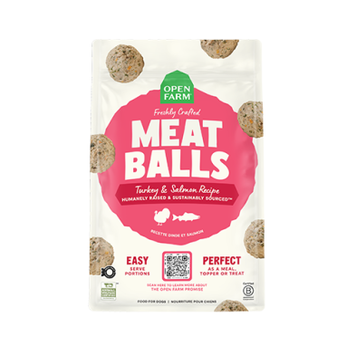 OPEN FARM - Boulette de viande au dinde & saumon 36oz. Bêtes Gourmandes, boutique spécialisée alimentation, éducation et sports pour chiens à Québec.