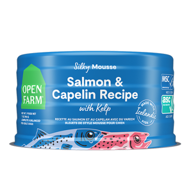OPEN FARM - Mousse saumon, capelan & varech 7oz. Bêtes Gourmandes, boutique spécialisée alimentation, éducation et sports pour chiens à Québec.
