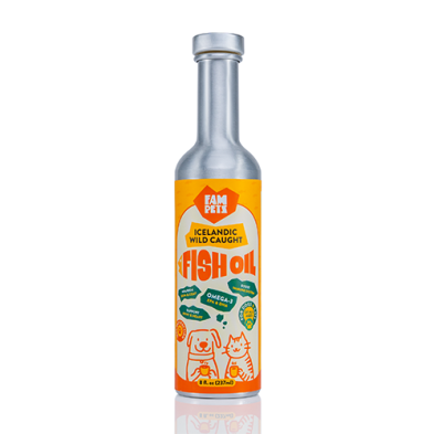 FAMPETS - Huile de poisson sauvage islandais. Bêtes Gourmandes, boutique spécialisée alimentation, éducation et sports pour chiens à Québec.