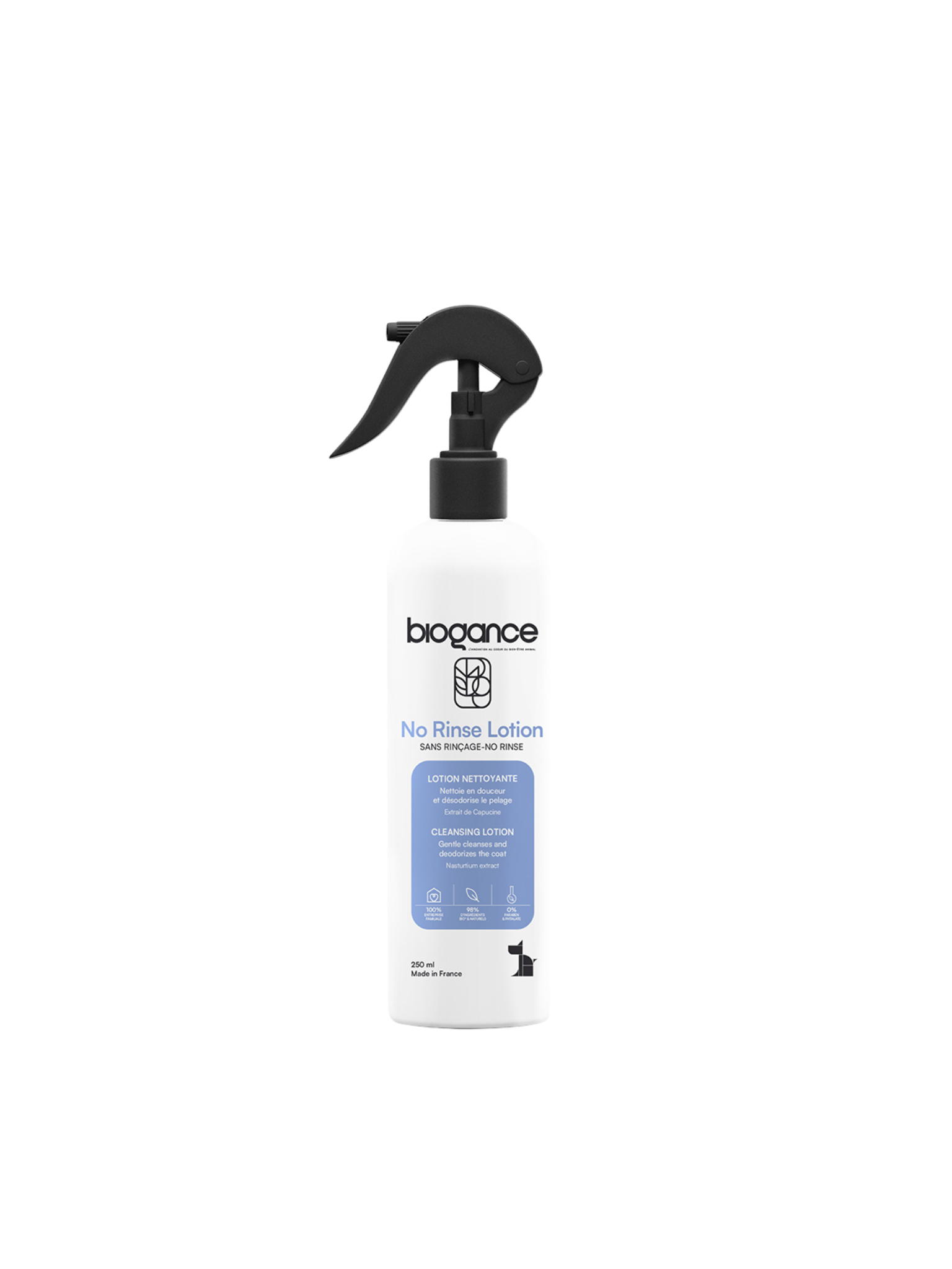 BIOGANCE - Lotion sans rinçage 250ml. Bêtes Gourmandes, boutique spécialisée alimentation, éducation et sports pour chiens à Québec.