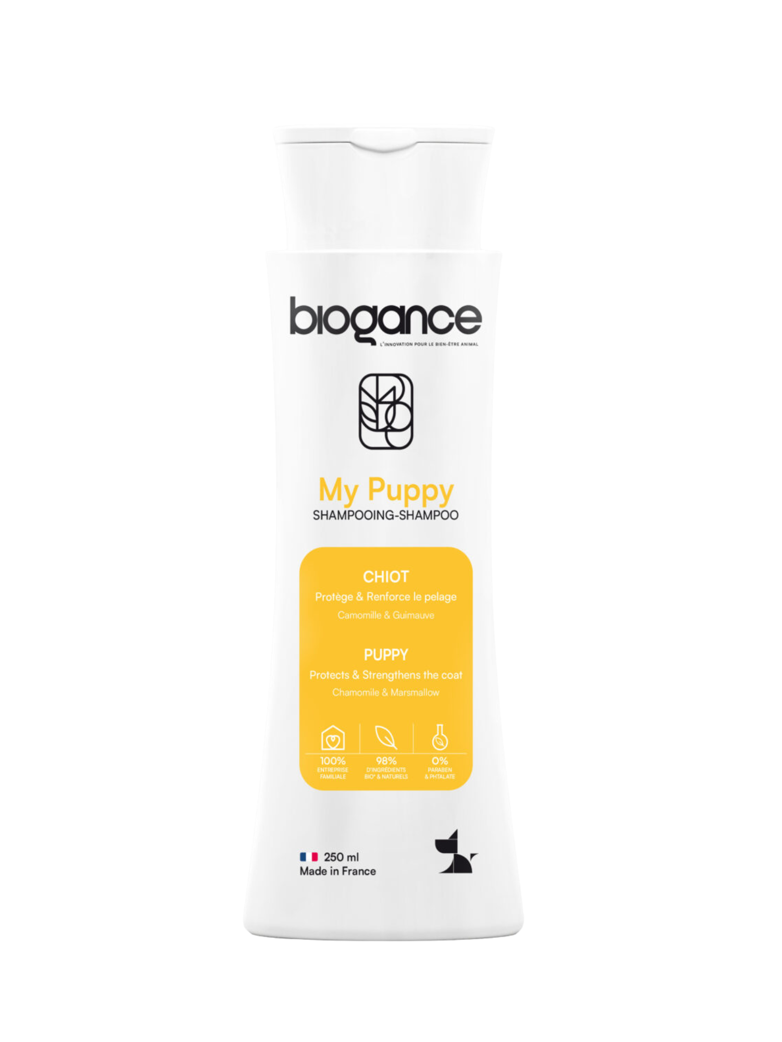 BIOGANCE - Shampoing pour chiot 250ml. Bêtes Gourmandes, boutique spécialisée alimentation, éducation et sports pour chiens à Québec.