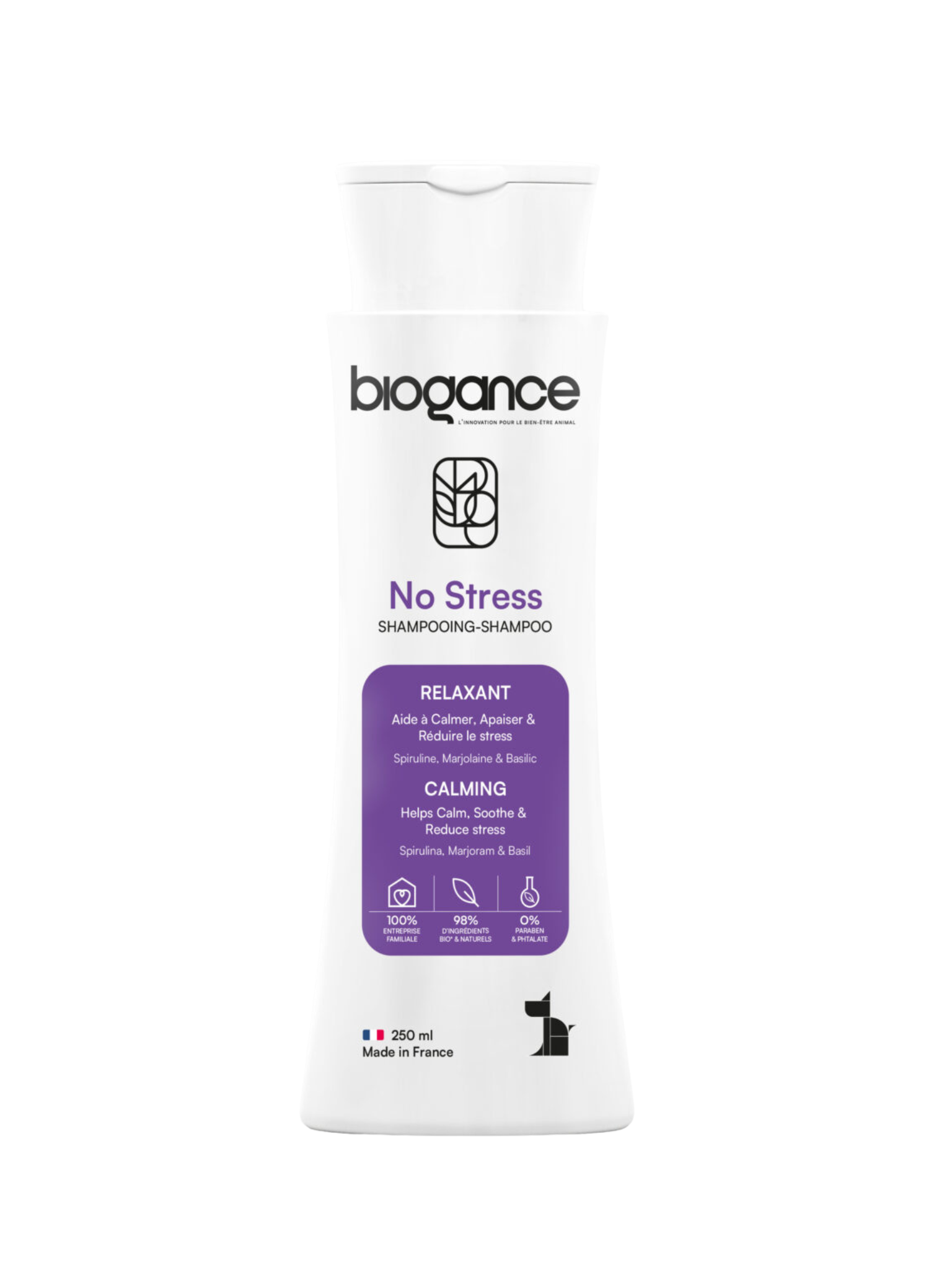 BIOGANCE - Shampoing apaisant relaxant 250ml. Bêtes Gourmandes, boutique spécialisée alimentation, éducation et sports pour chiens à Québec.