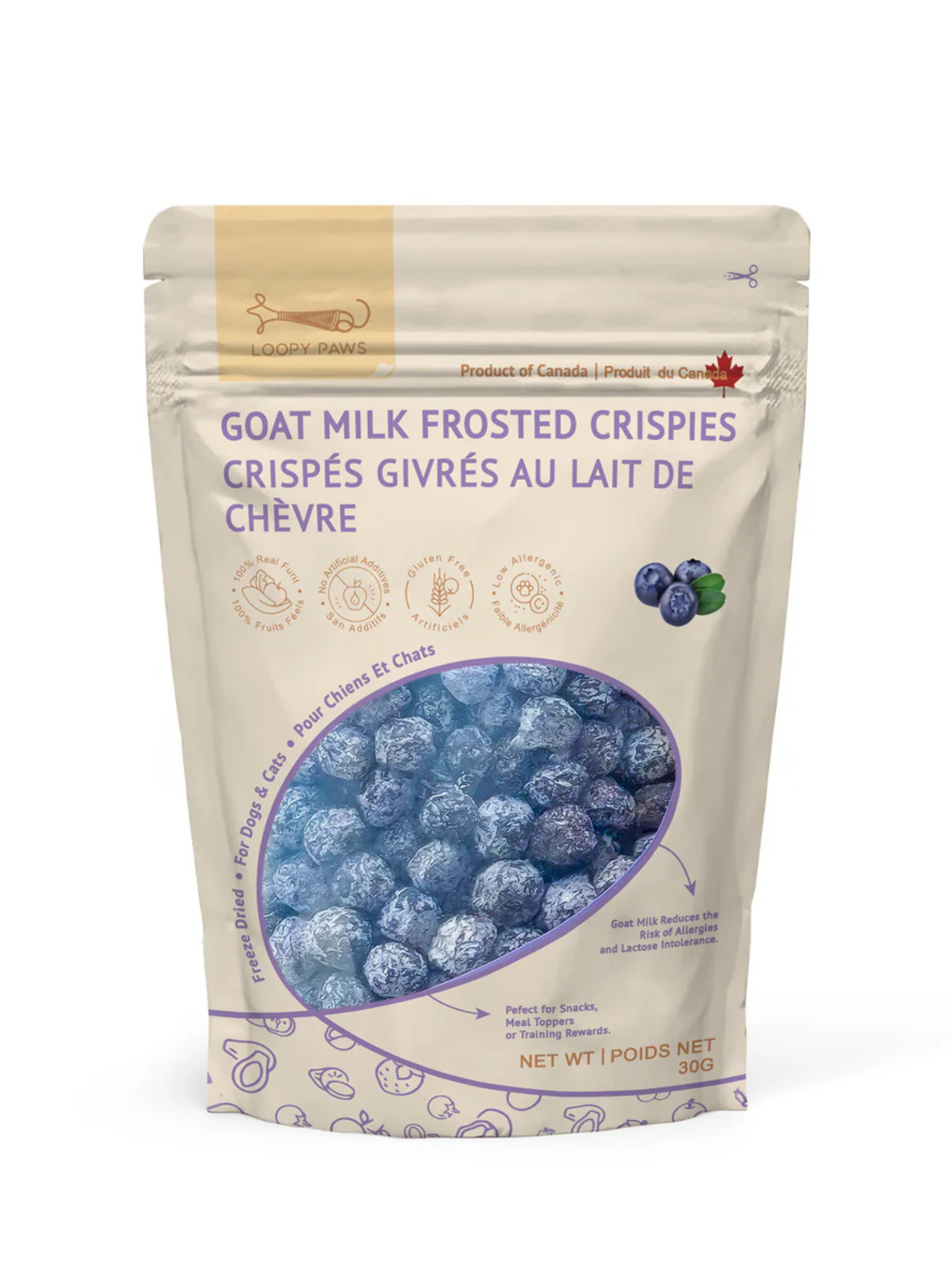 LOOPY PAWS - Bleuets givrés au lait de chèvre 30g