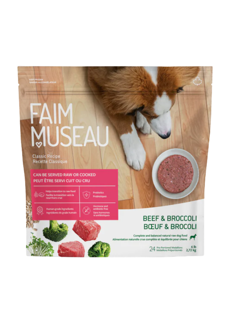 FAIM MUSEAU - Boeuf et brocoli. Recette pouvant être cuite. Boutique Bêtes Gourmandes, Ville de Québec.