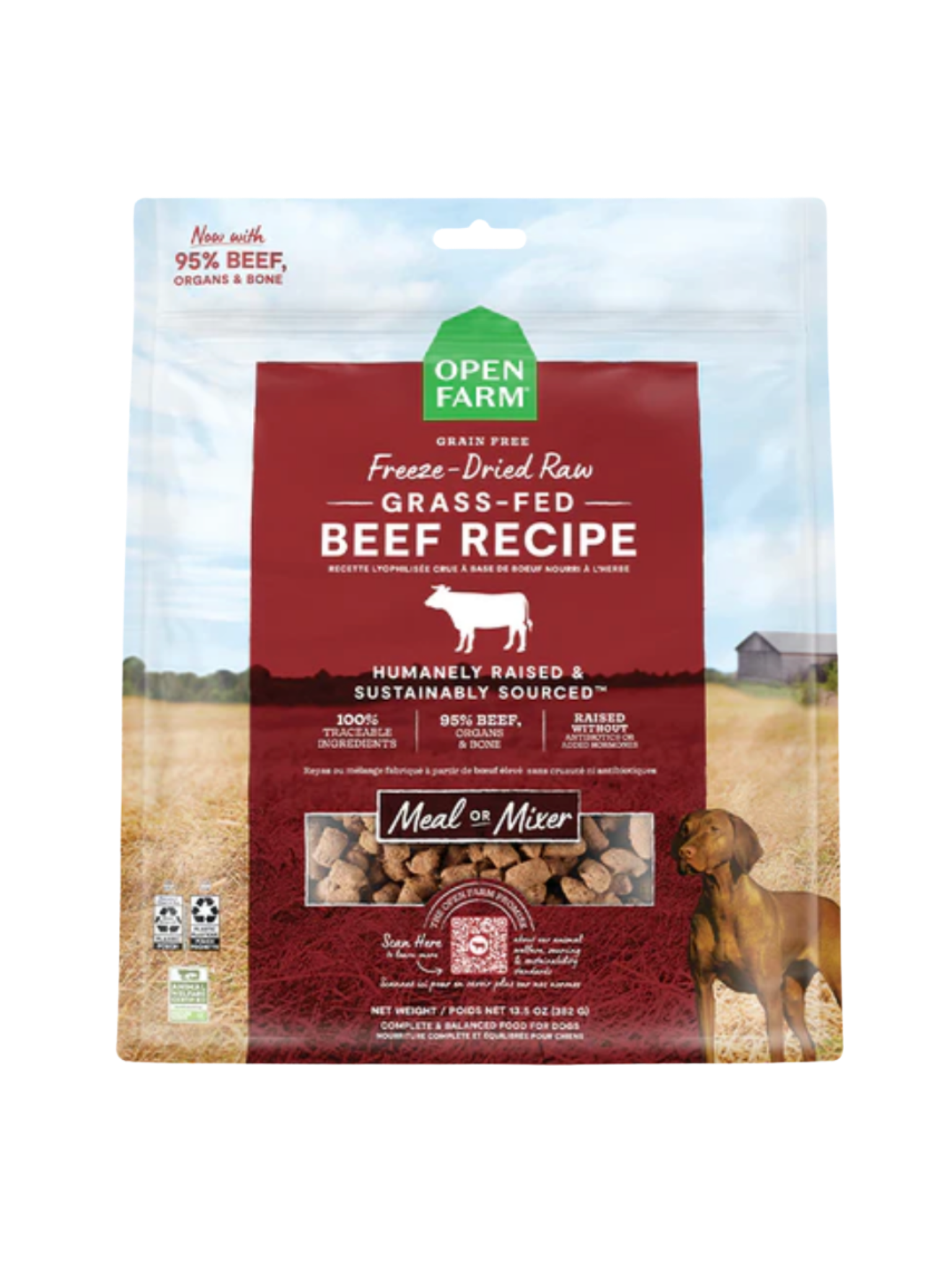 OPEN FARM - Morceaux de boeuf lyophilisés 13.5 oz. Bêtes Gourmandes spécialiste en nutrition pour chien et chat et comportement canin à Québec.