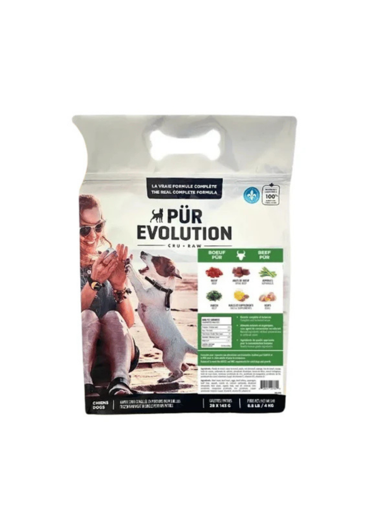 PÜR ÉVOLUTION - Recette au boeuf tout stade de vie (sans os). Bêtes Gourmandes, boutique spécialisée alimentation, éducation et sports pour chiens à Québec.