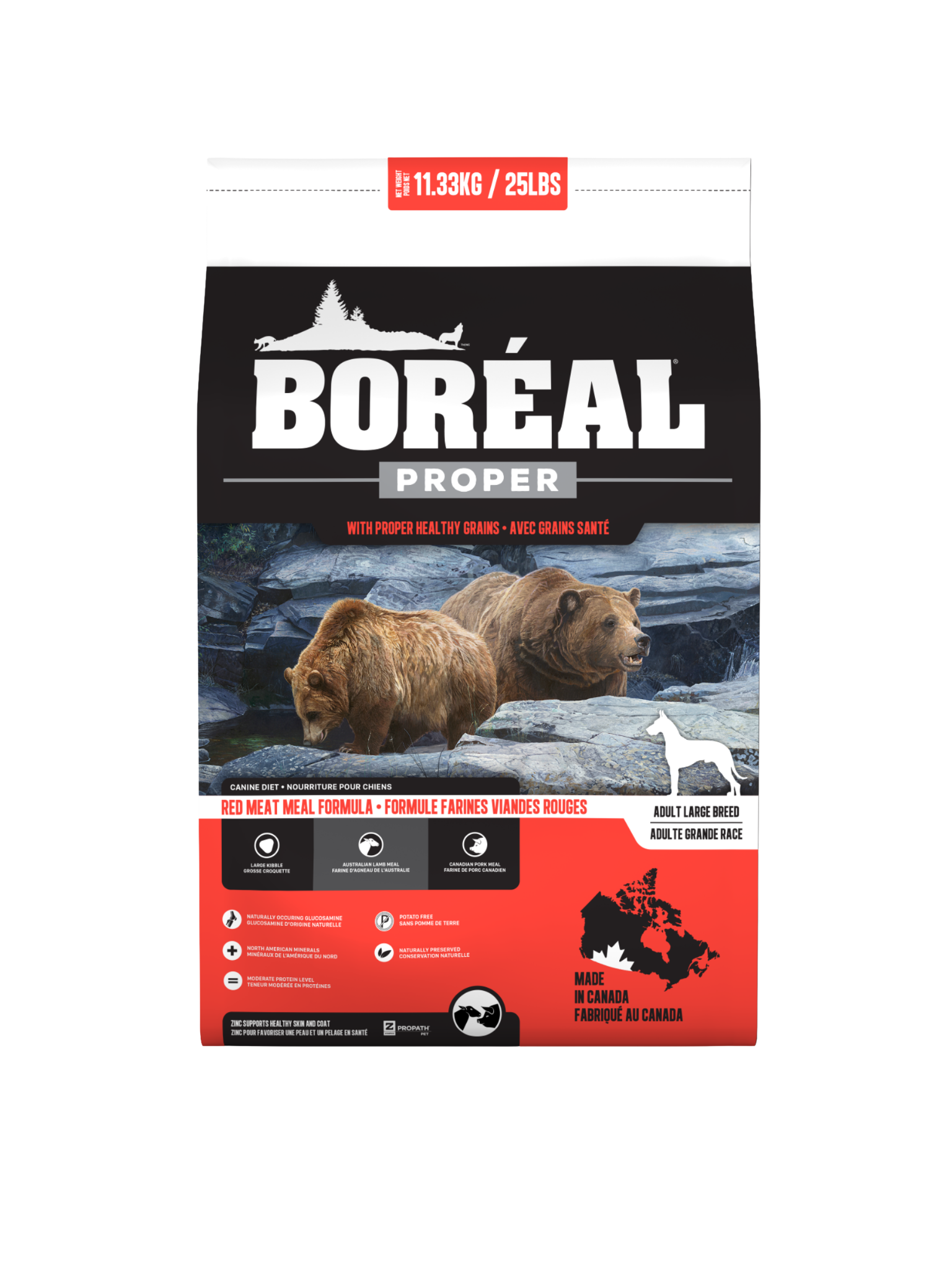 Boréal Proper -  Grains Santé À La Viande Rouge Pour Chien 11.33 Kg. Bêtes Gourmandes, spécialiste en nourriture et produits pour chien et chat en ligne et en magasin à Québec.