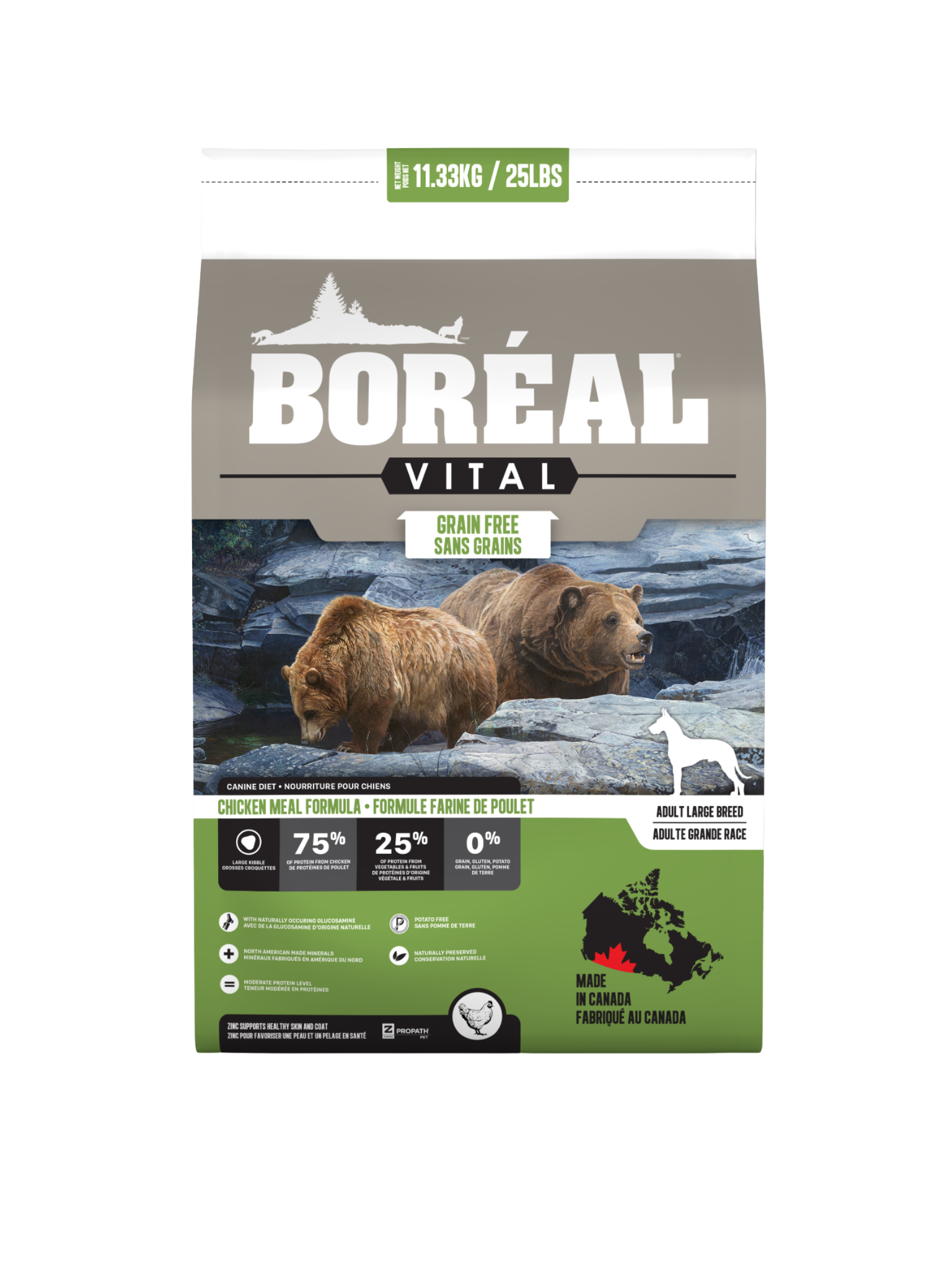 Boréal Vital - Sans Grains Au Poulet Pour Chien Grande Race 11,36 Kg. Bêtes Gourmandes, spécialiste en nourriture et produits pour chien et chat en ligne et en magasin à Québec.
