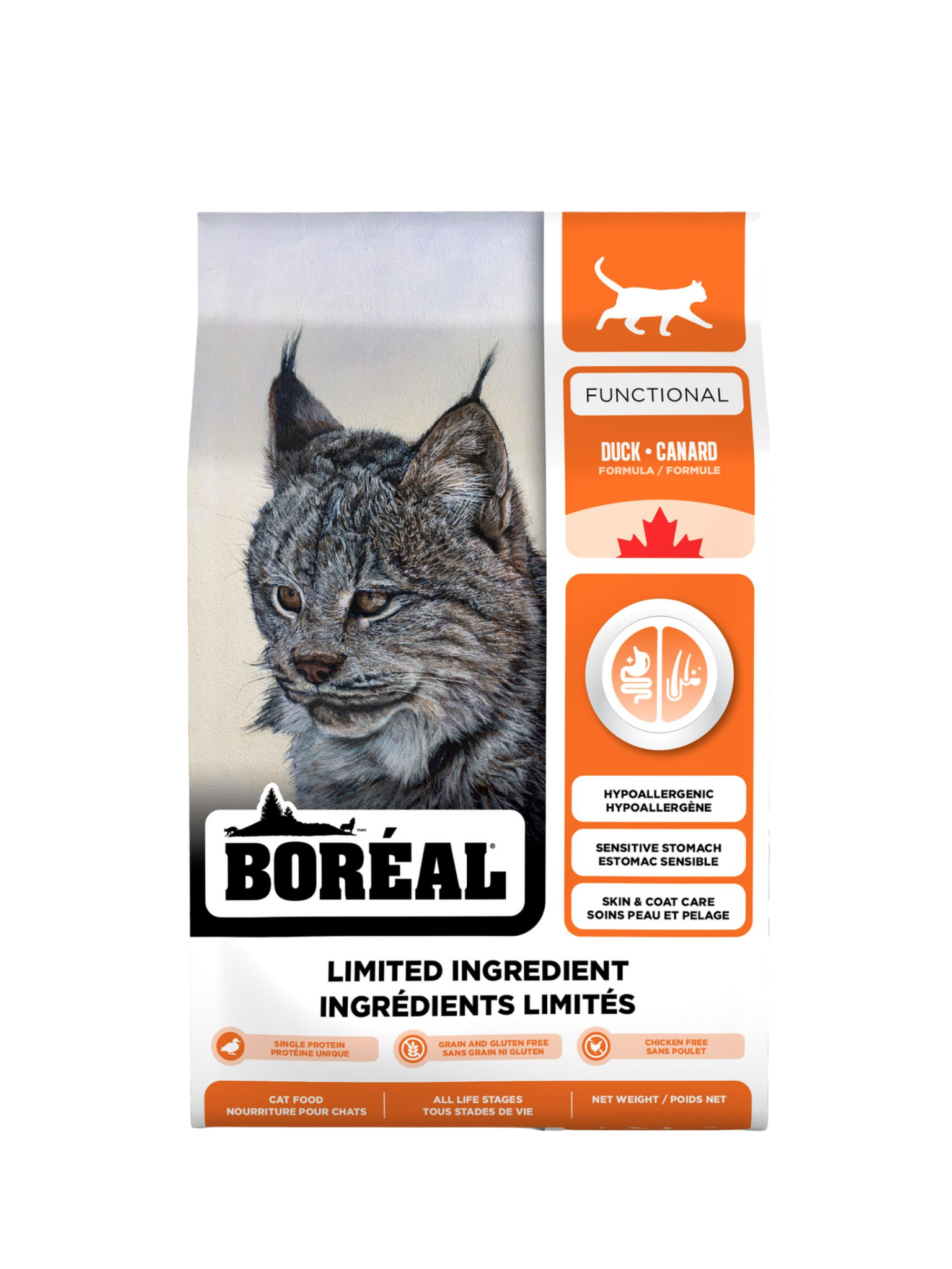 BORÉAL FUNCTIONAL - Ingrédients limités au canard pour chat. Bêtes Gourmandes, boutique spécialisée alimentation, éducation et sports pour chiens à Québec.