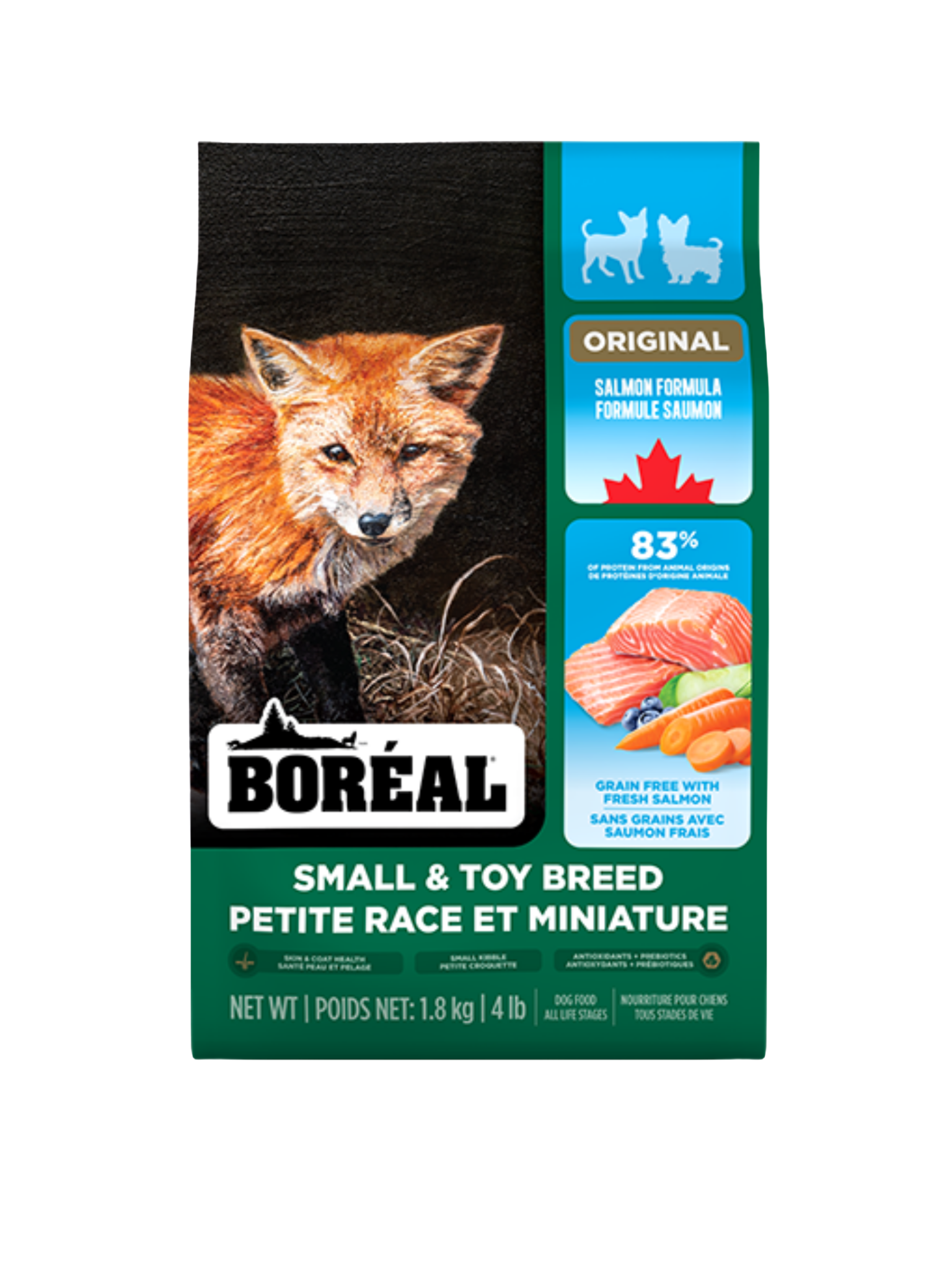 BORÉAL - Recette original au saumon pour petite race 1.8kg. Bêtes Gourmandes, boutique spécialisée alimentation, éducation et sports pour chiens à Québec.