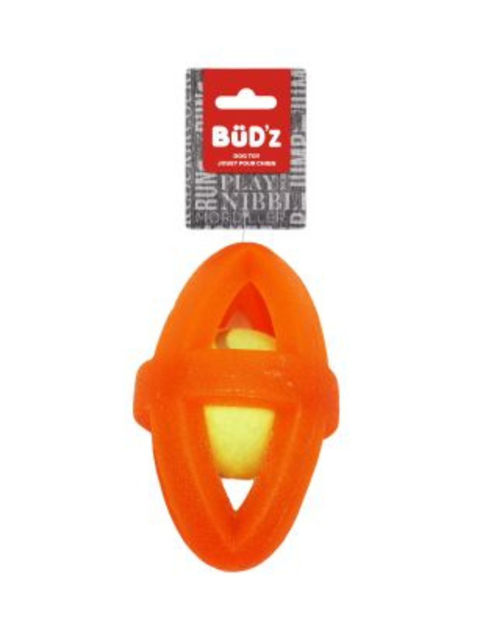 BUD'Z - Jouet en caoutchouc avec balle de tennis. Bêtes Gourmandes, boutique spécialisée alimentation, éducation et sports pour chiens à Québec.