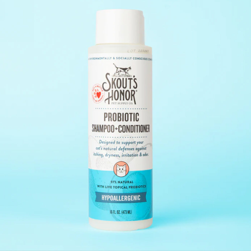 SKOUT'S HONOR - Shampoing & revitalisant sans odeur avec probiotique 16oz. Bêtes Gourmandes, boutique spécialisée alimentation, éducation et sports pour chiens à Québec.