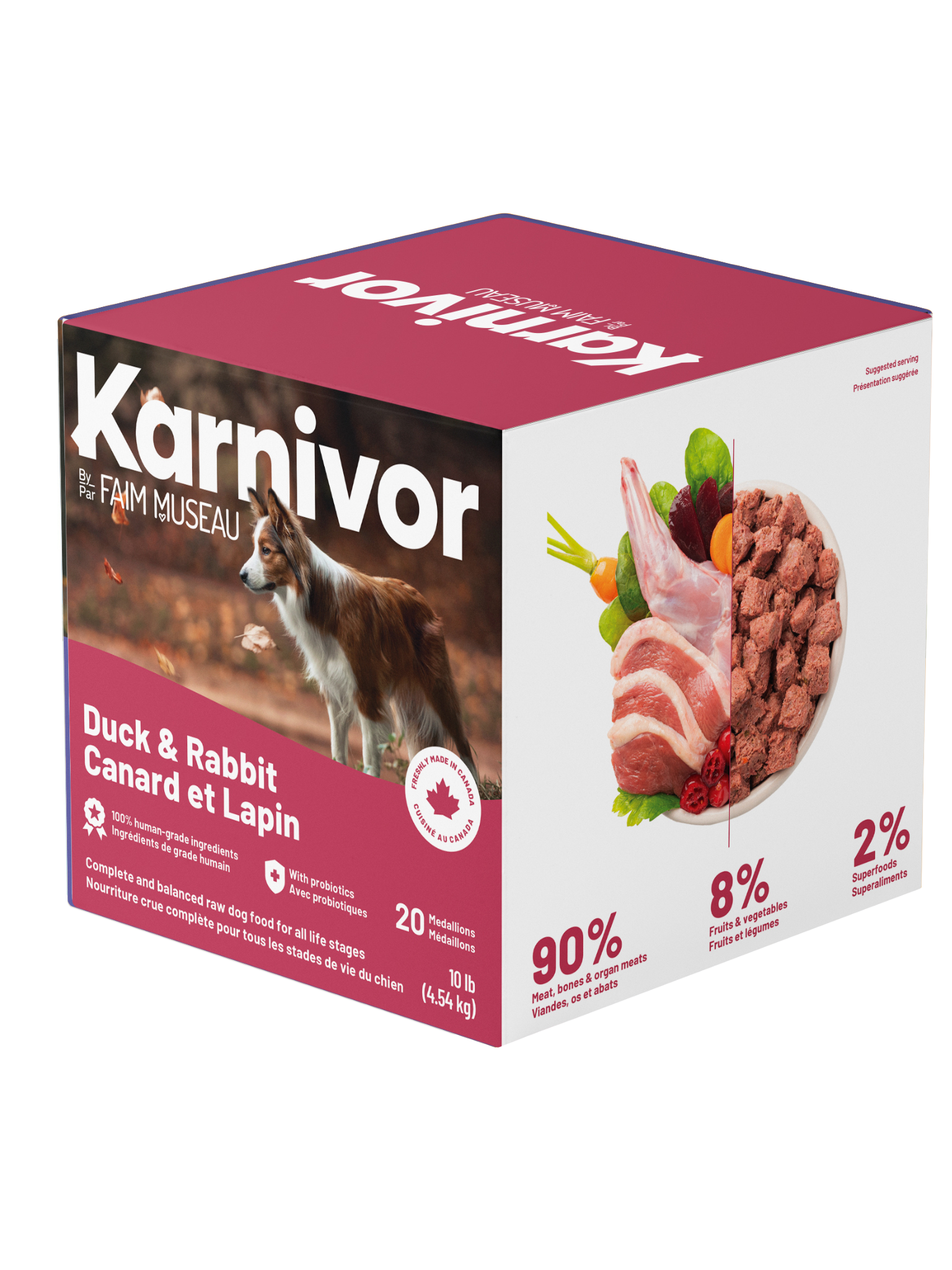 KARNIVOR - Recette canard & lapin 10lbs. Bêtes Gourmandes, boutique spécialisée alimentation, éducation et sports pour chiens à Québec.