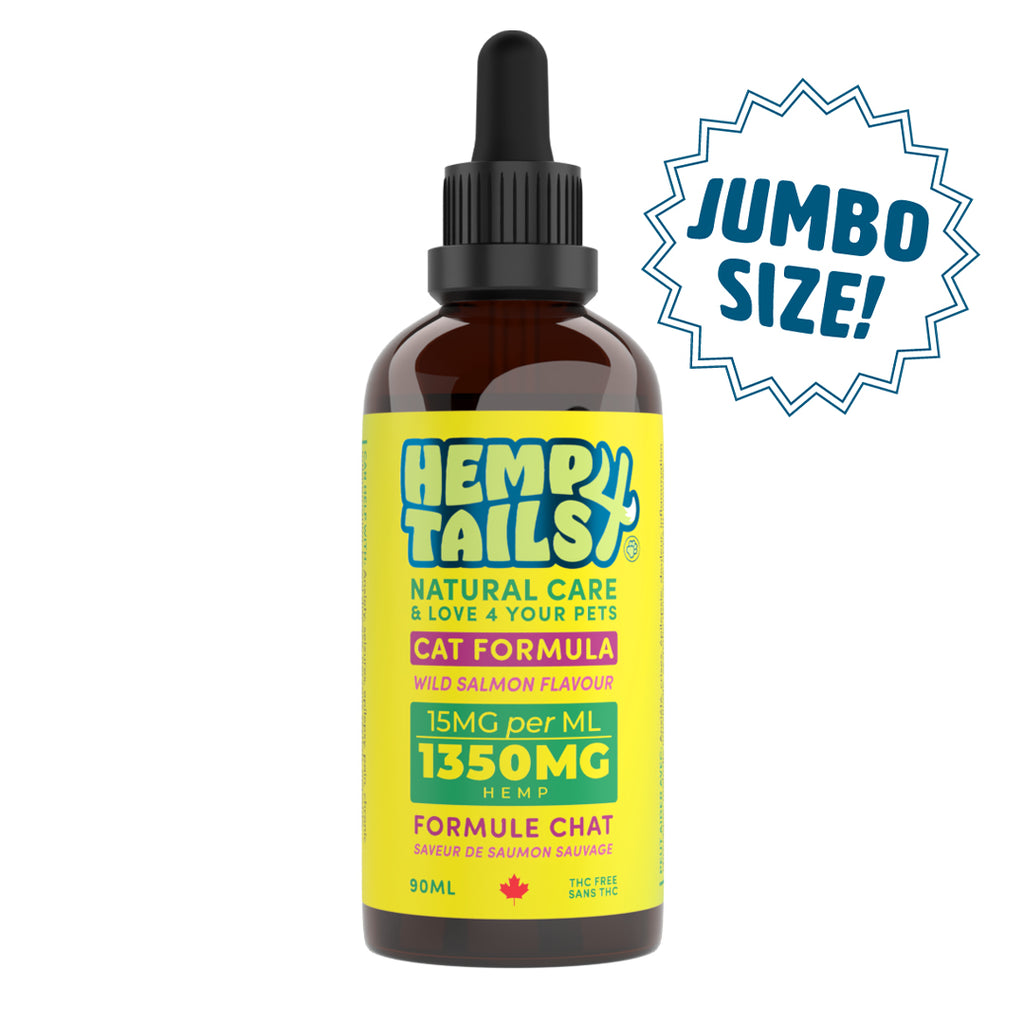 Hemp4tails - Huile de chanvre au saumon 90ml pour chats. Bêtes Gourmandes, spécialiste en nourriture et produits pour chien et chat en ligne et en magasin à Québec.