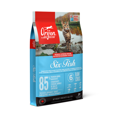 Orijen - Six poissons pour Chat. Bêtes Gourmandes, spécialiste en nourriture et produits pour chien et chat en ligne et en magasin à Québec.