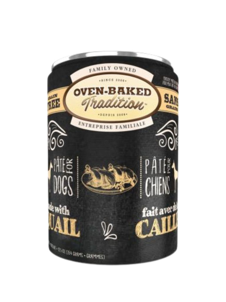 OVENBAKED - Pâté de caille 354g. Bêtes Gourmandes spécialiste en nutrition et comportement animal en boutique et en ligne.