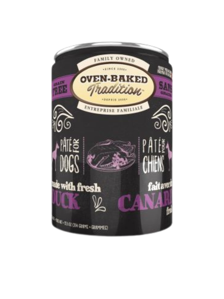 OVENBAKED - Pâté canard 354g. Bêtes Gourmandes, boutique spécialisée alimentation, éducation et sports pour chiens à Québec.