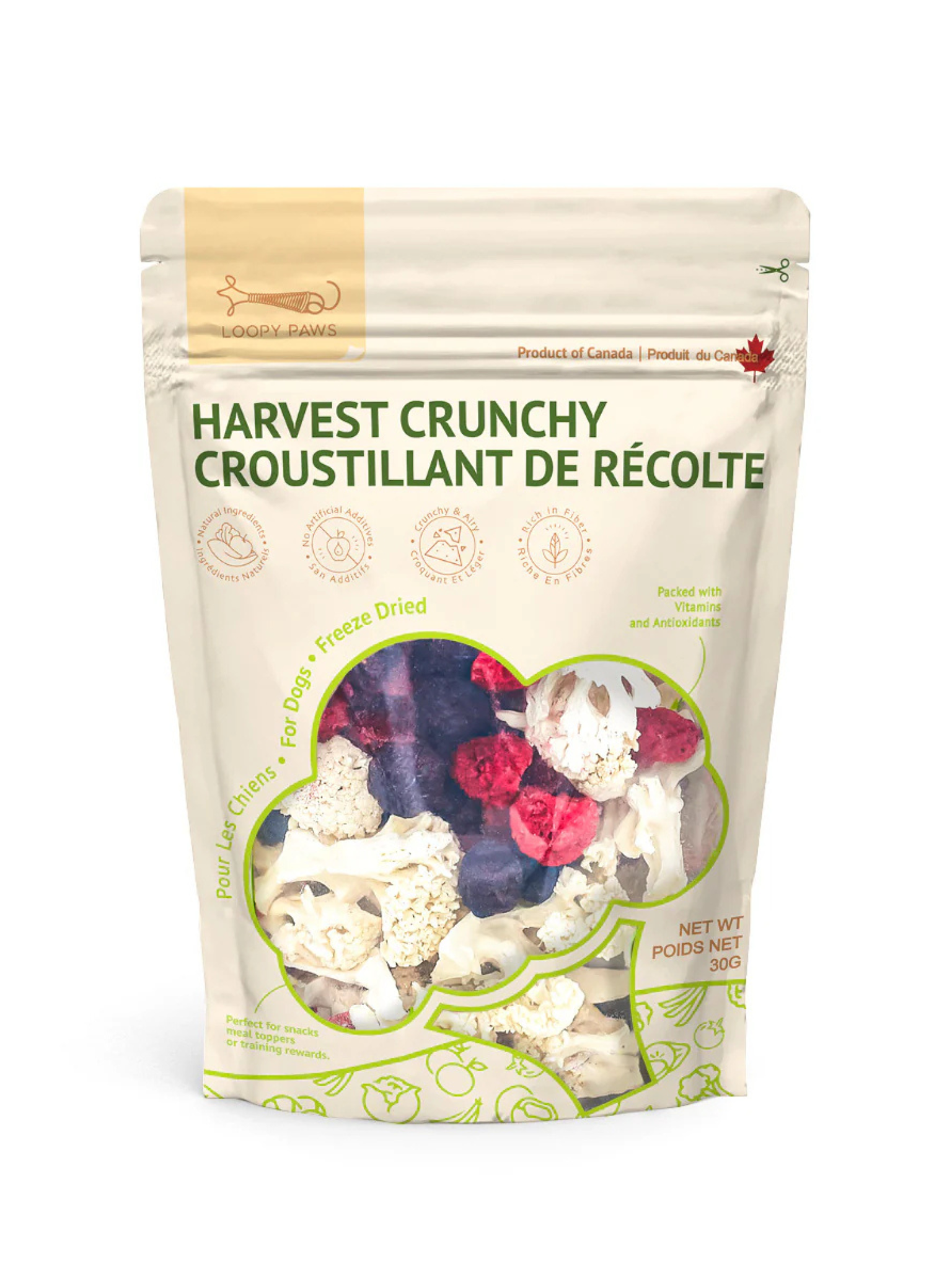 LOOPY PAWS - Mélange de chou-fleur, bleuets & framboises 30g