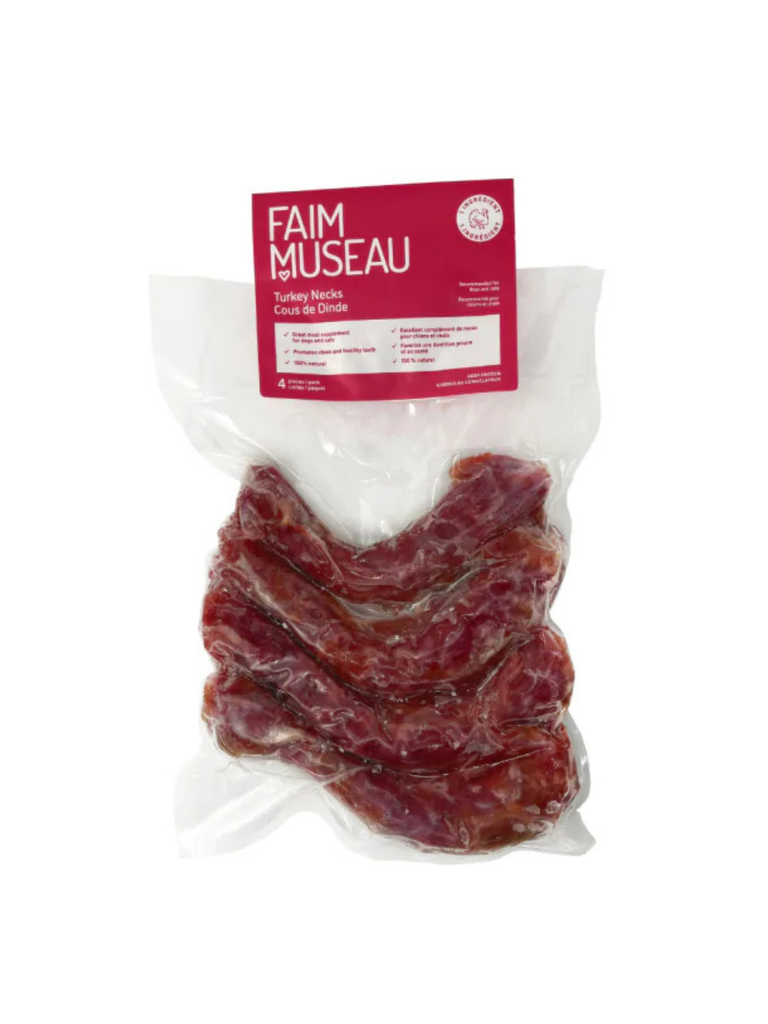 FAIM MUSEAU - Cous de dinde crus. Bêtes Gourmandes, boutique spécialisée en alimentation, éducation et sports attelés à Québec.