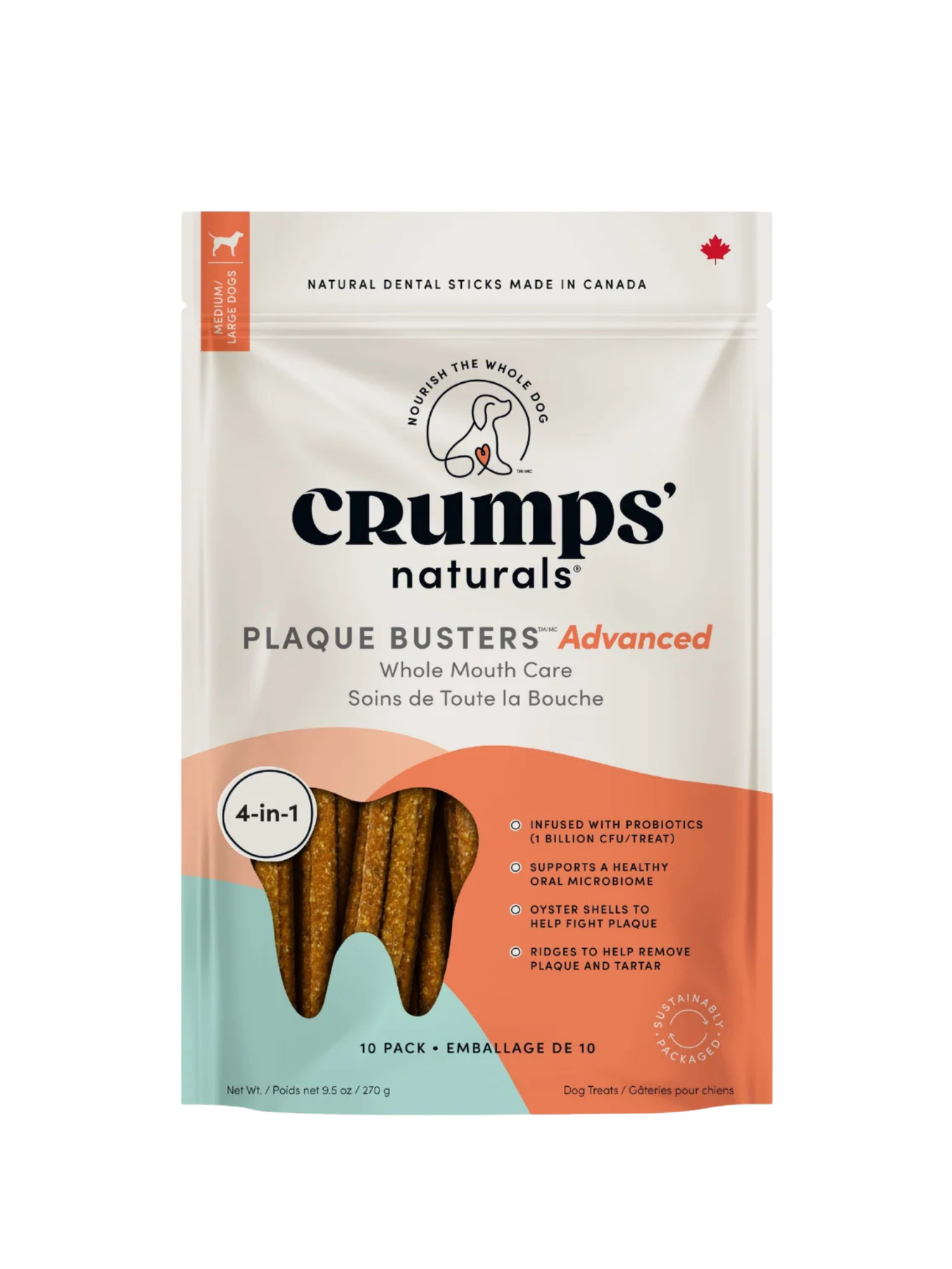 Infusés avec 1 milliard de probiotiques CFU, les Plaque Busters Advanced pour soins de la bouche. Bêtes Gourmandes, boutique spécialisée chien et chat à Québec.