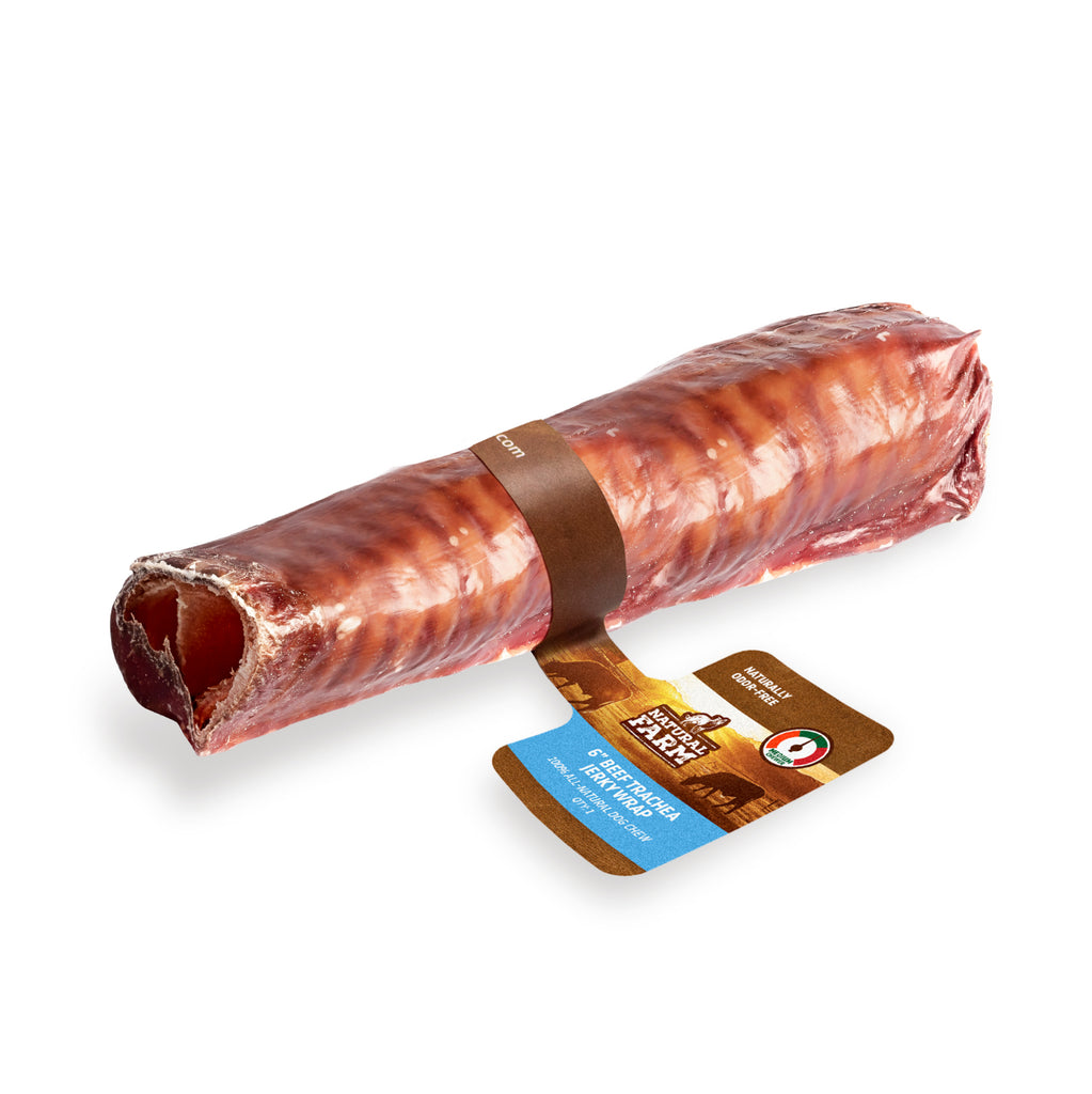 NATURAL FARM PET - Trachée de boeuf enrobé de jerky. Bêtes Gourmandes, boutique spécialisée alimentation, éducation et sports pour chiens à Québec.