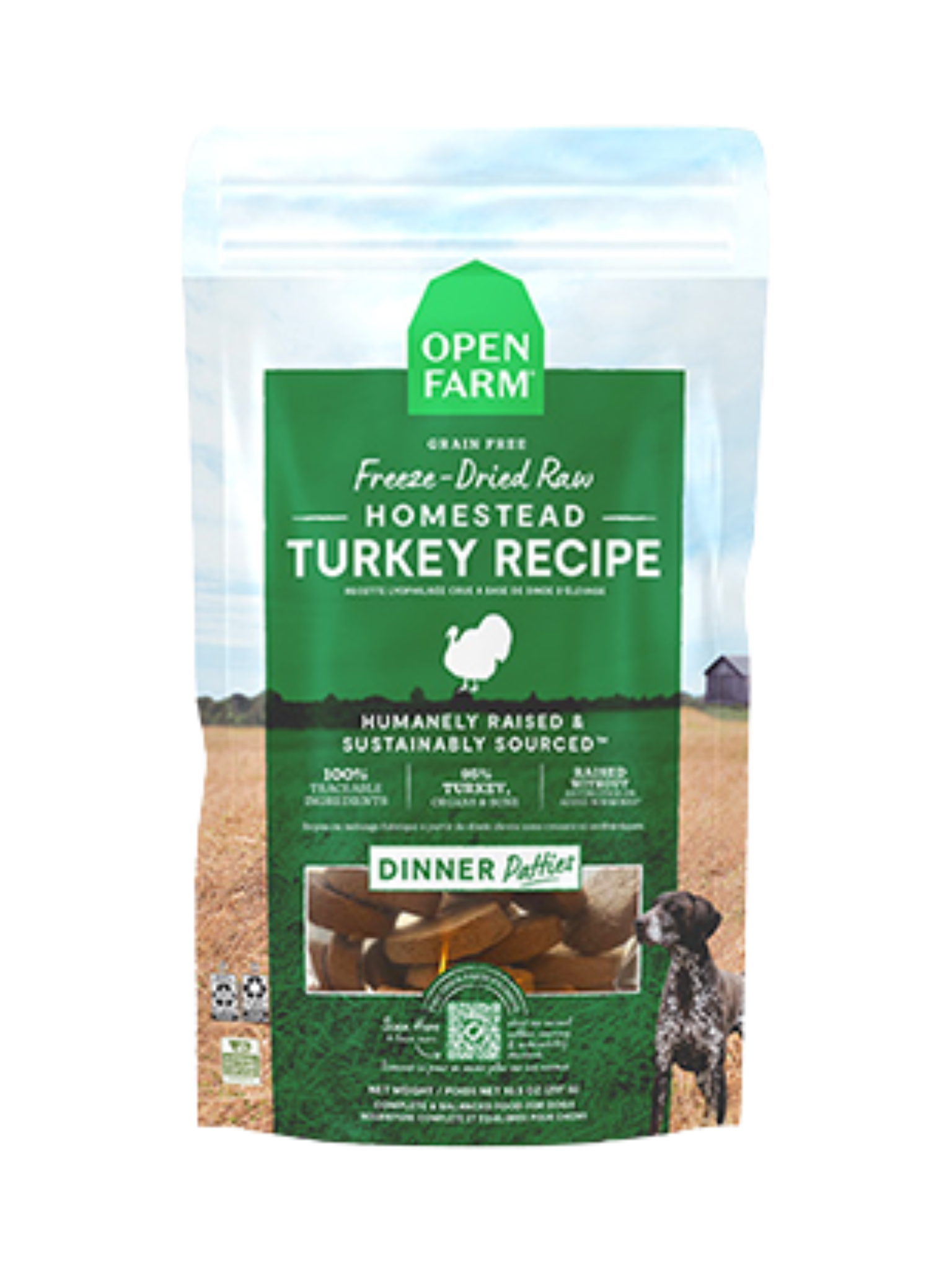 OPEN FARM - Galette lyophilisées dinde 13.5 oz. Bêtes Gourmandes spécialiste en nutrition pour chien et chat et comportement canin à Québec.