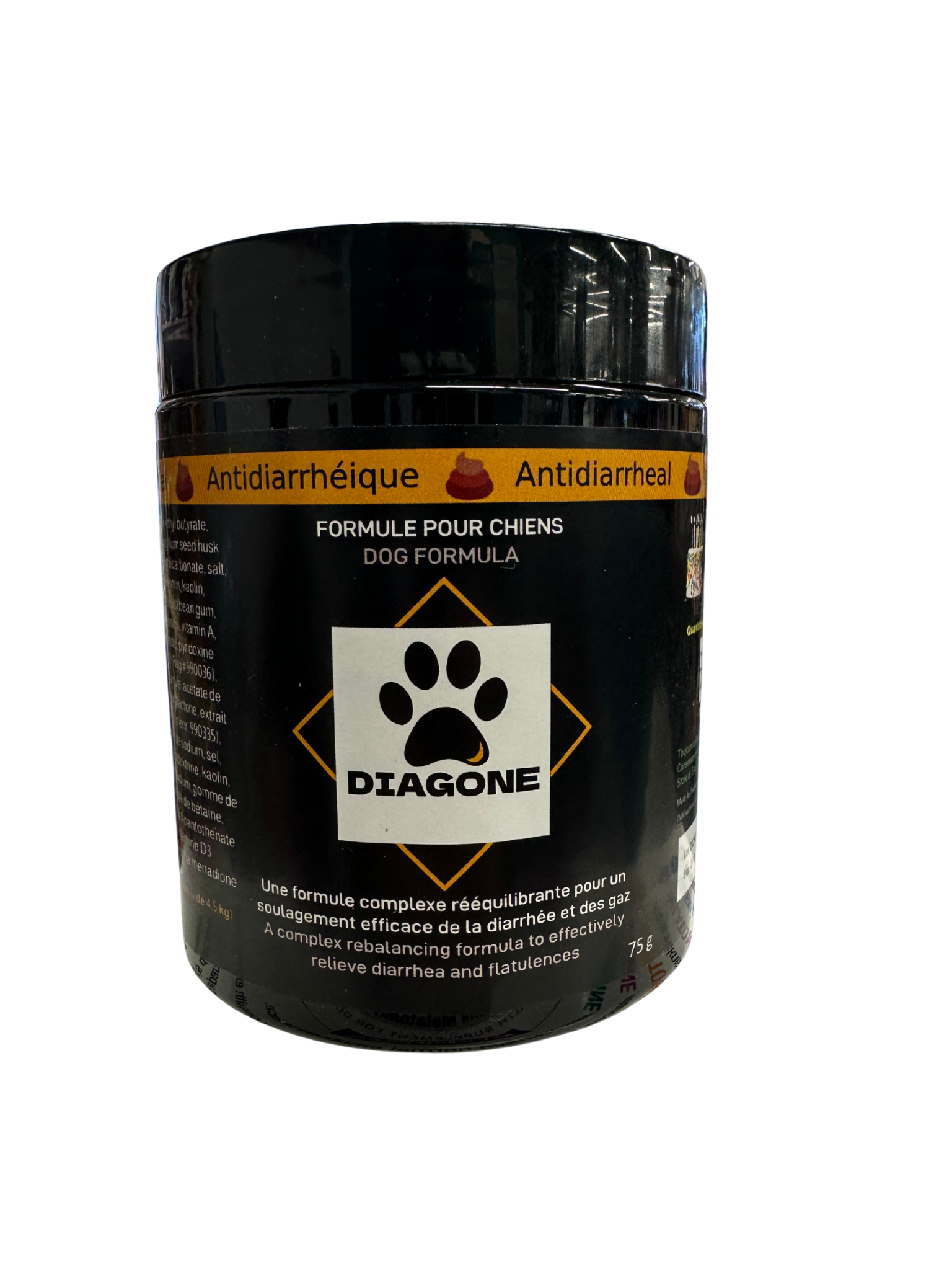 Supplément antidiarrhéique pour les chiens. Bêtes Gourmandes, boutique spécialisée en alimentation, éducation et sports attelés à Québec.