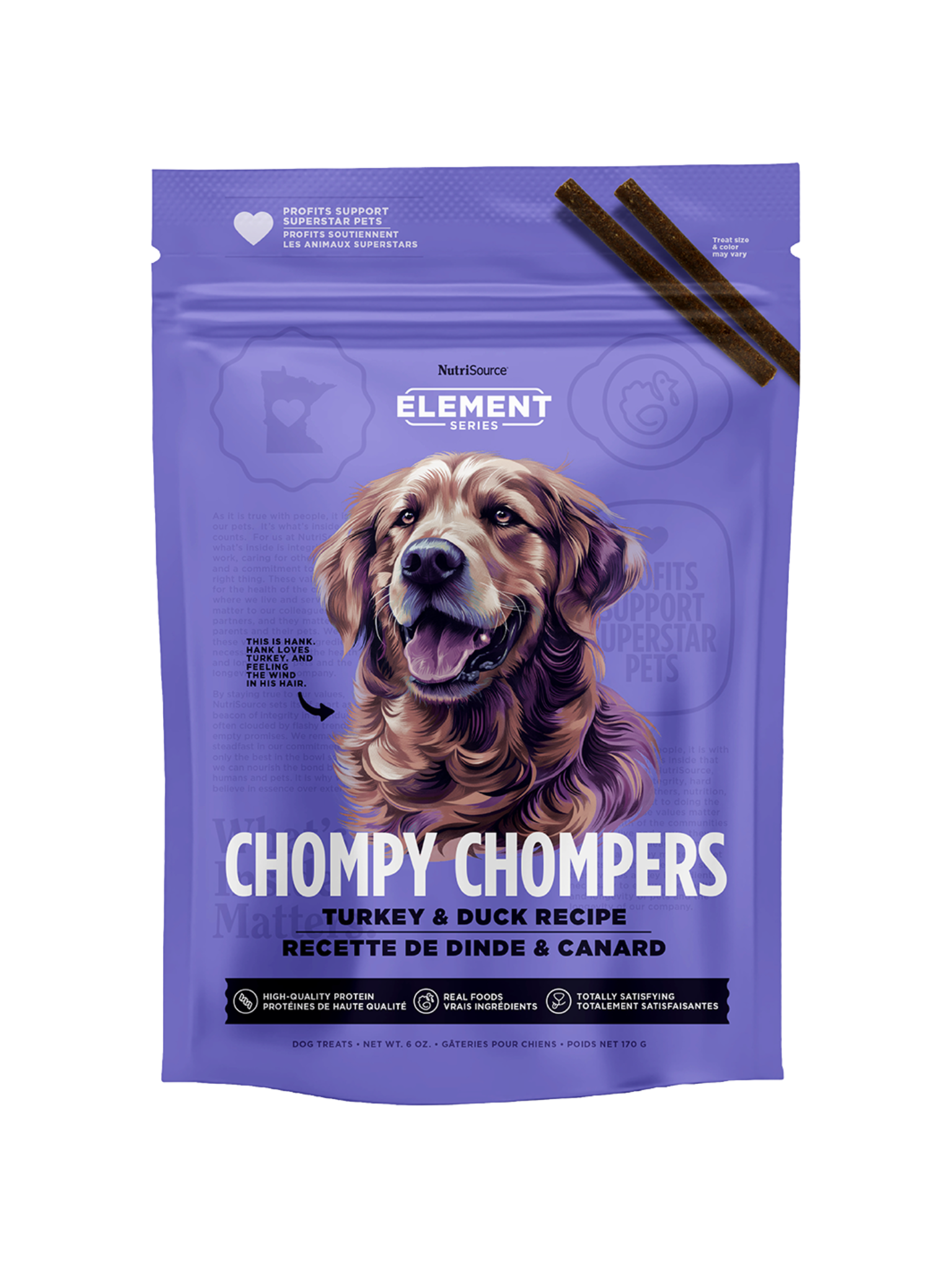 NUTRISOURCE - Chompy chompers dinde & canard 6oz. Bêtes Gourmandes, boutique spécialisée alimentation, éducation et sports pour chiens à Québec.
