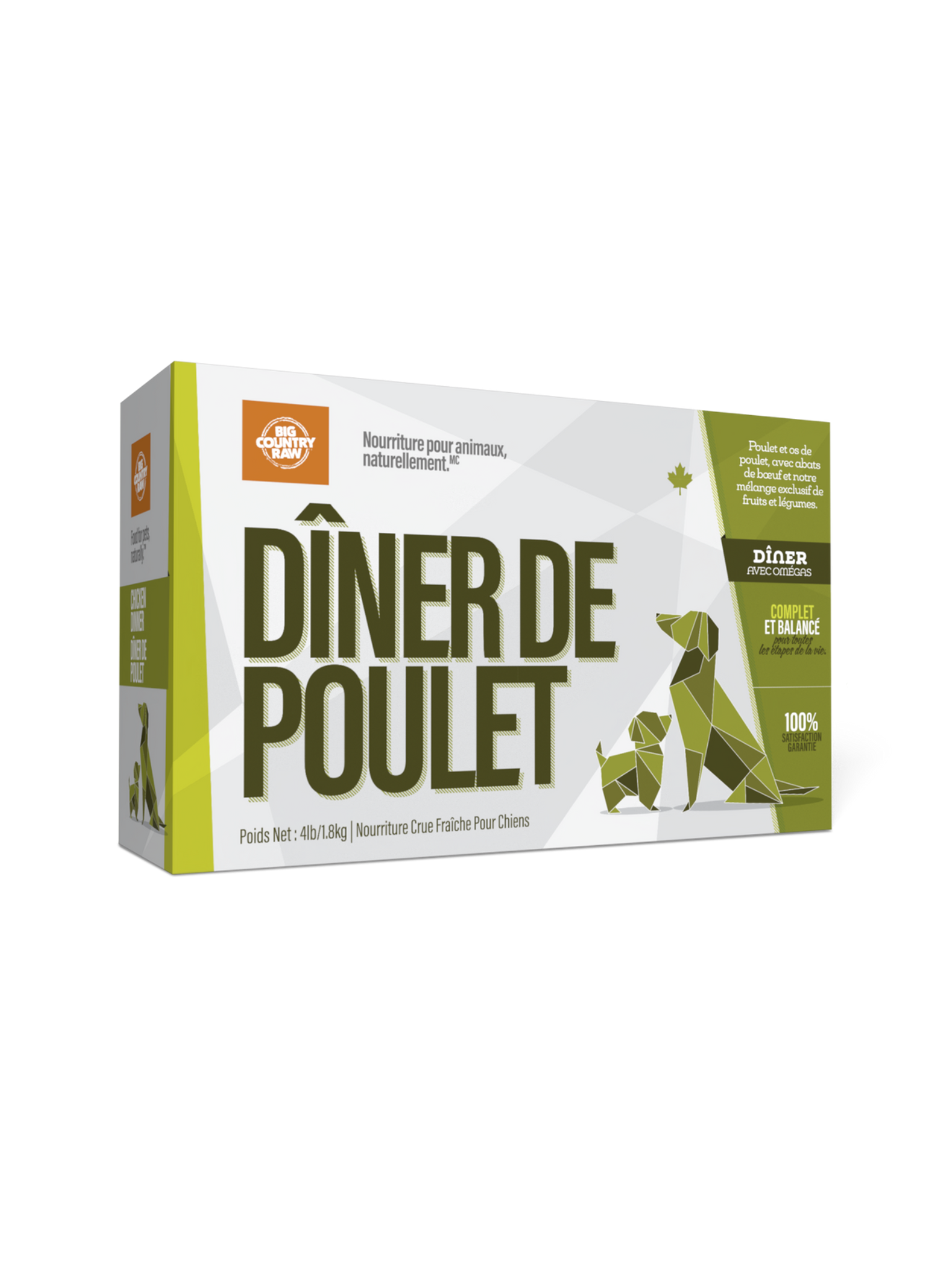 BIG COUNTRY RAW - Dîner de poulet 4lbs. Bêtes Gourmandes, boutique spécialisée alimentation, éducation et sports pour chiens à Québec.