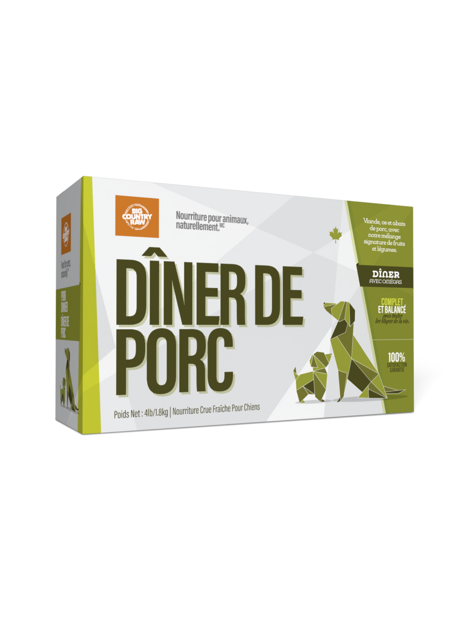BIG COUNTRY RAW - Dîner de porc 4 lbs
