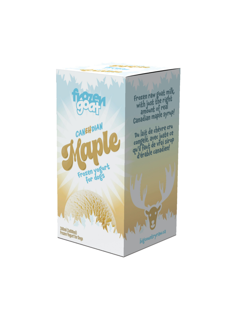 BIG COUNTRY RAW - Lair de chèvre glacé érable. Bêtes Gourmandes, boutique spécialisée alimentation, éducation et sports pour chiens à Québec.