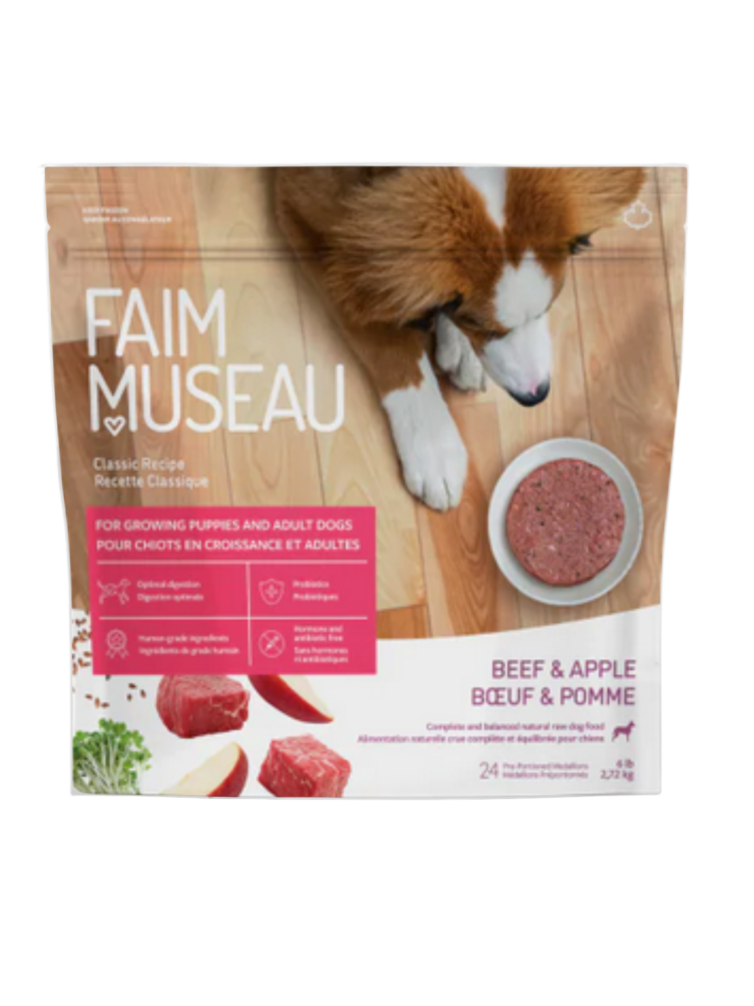 Faim Museau - Boeuf & Pomme Pour Chien. Bêtes Gourmandes, spécialiste en nourriture et produits pour chien et chat en ligne et en magasin à Québec.