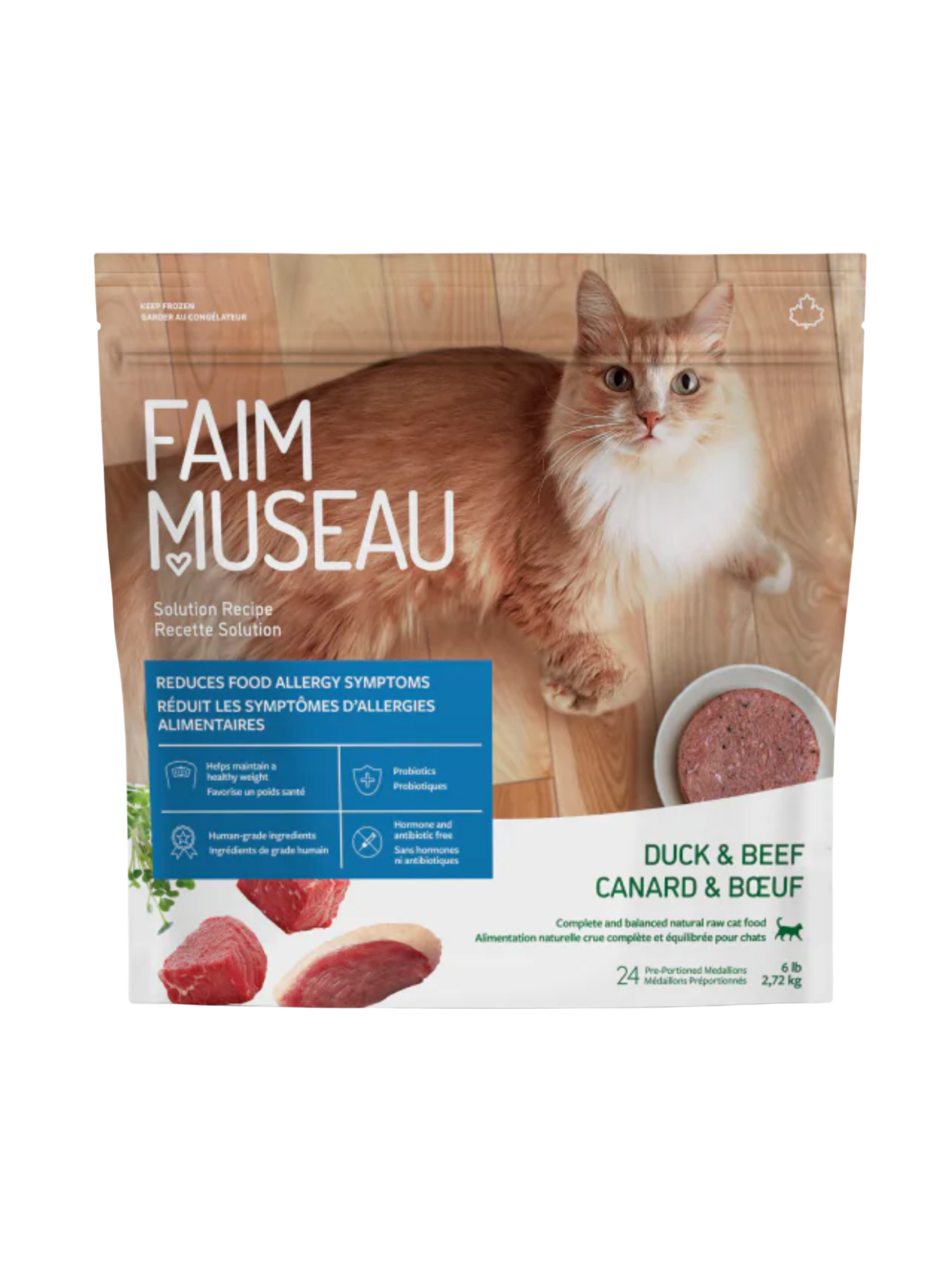 FAIM MUSEAU - Canard et boeuf, offrez une alimentation complète et balancée à votre chat. Boutique Bêtes Gourmandes, Ville de Québec.