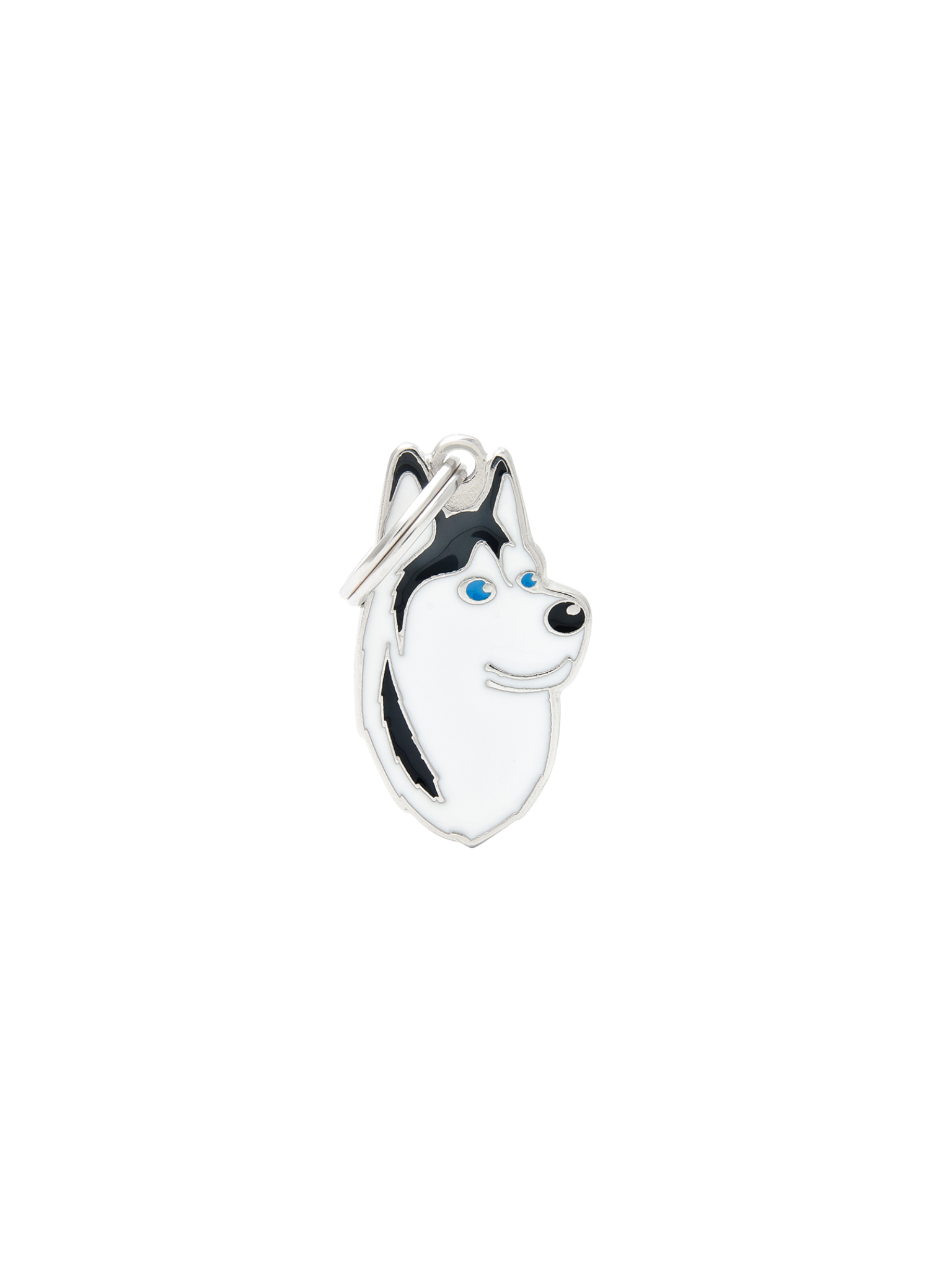 MYFAMILY - Médaille husky sibérien noir-blanc. Bêtes Gourmandes, boutique spécialisée en alimentation, éducation et sports canins à Québec.