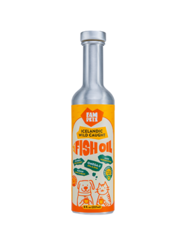 FAMPETS - Huile de poisson sauvage islandais. Bêtes Gourmandes, boutique spécialisée alimentation, éducation et sports pour chiens à Québec.