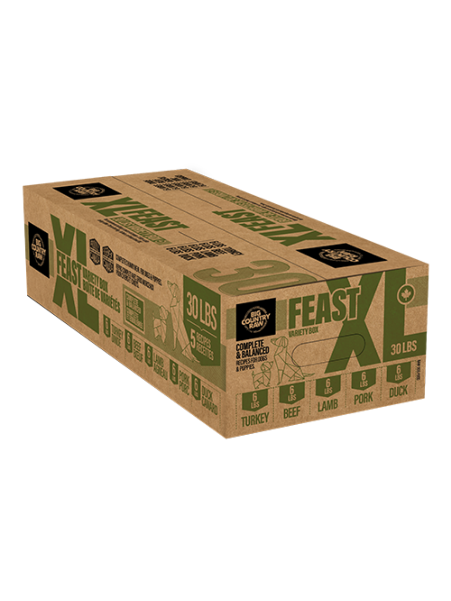 BIG COUNTRY RAW - XL Feast 30lbs. Bêtes Gourmandes, boutique spécialisée alimentation, éducation et sports pour chiens à Québec.