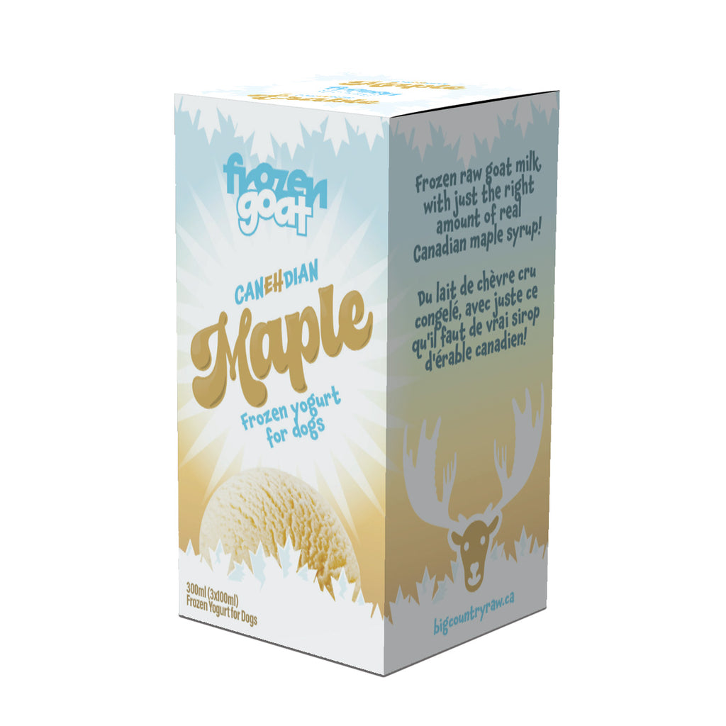 BIG COUNTRY RAW - Lair de chèvre glacé érable. Bêtes Gourmandes, boutique spécialisée alimentation, éducation et sports pour chiens à Québec.