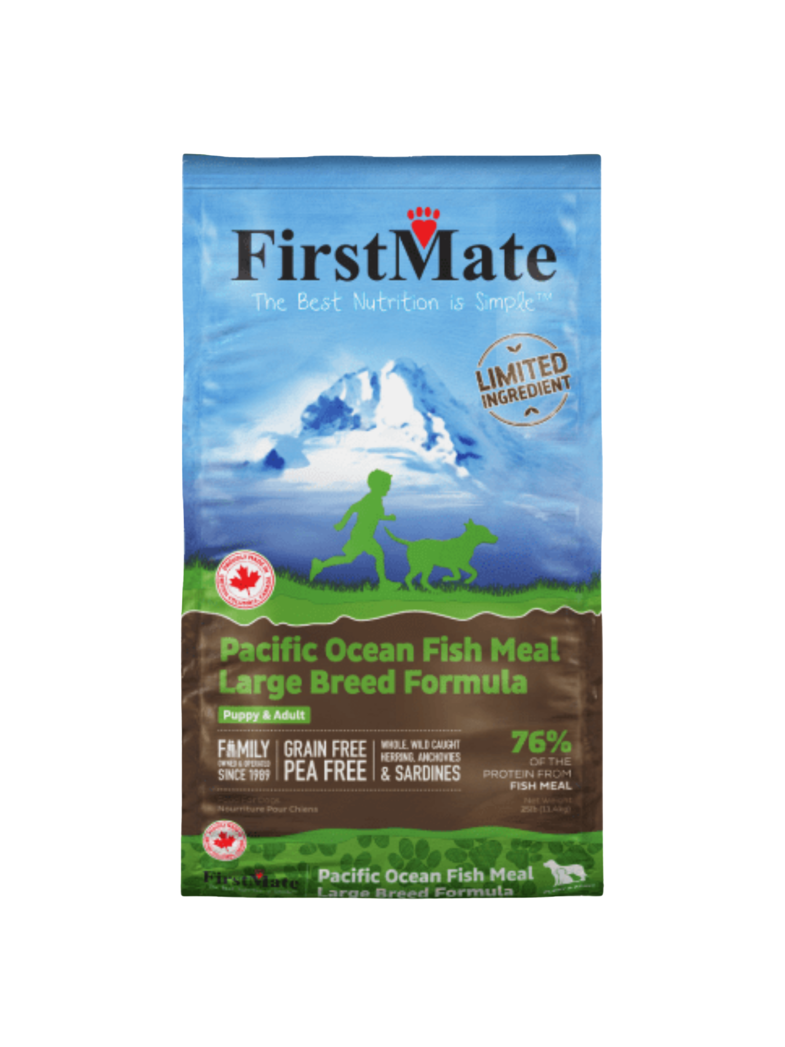 FIRSTMATE - Recette poisson du pacifique pour chien  grande race 11.36kg. Bêtes Gourmandes, boutique spécialisée alimentation, éducation et sports pour chien à Québec.