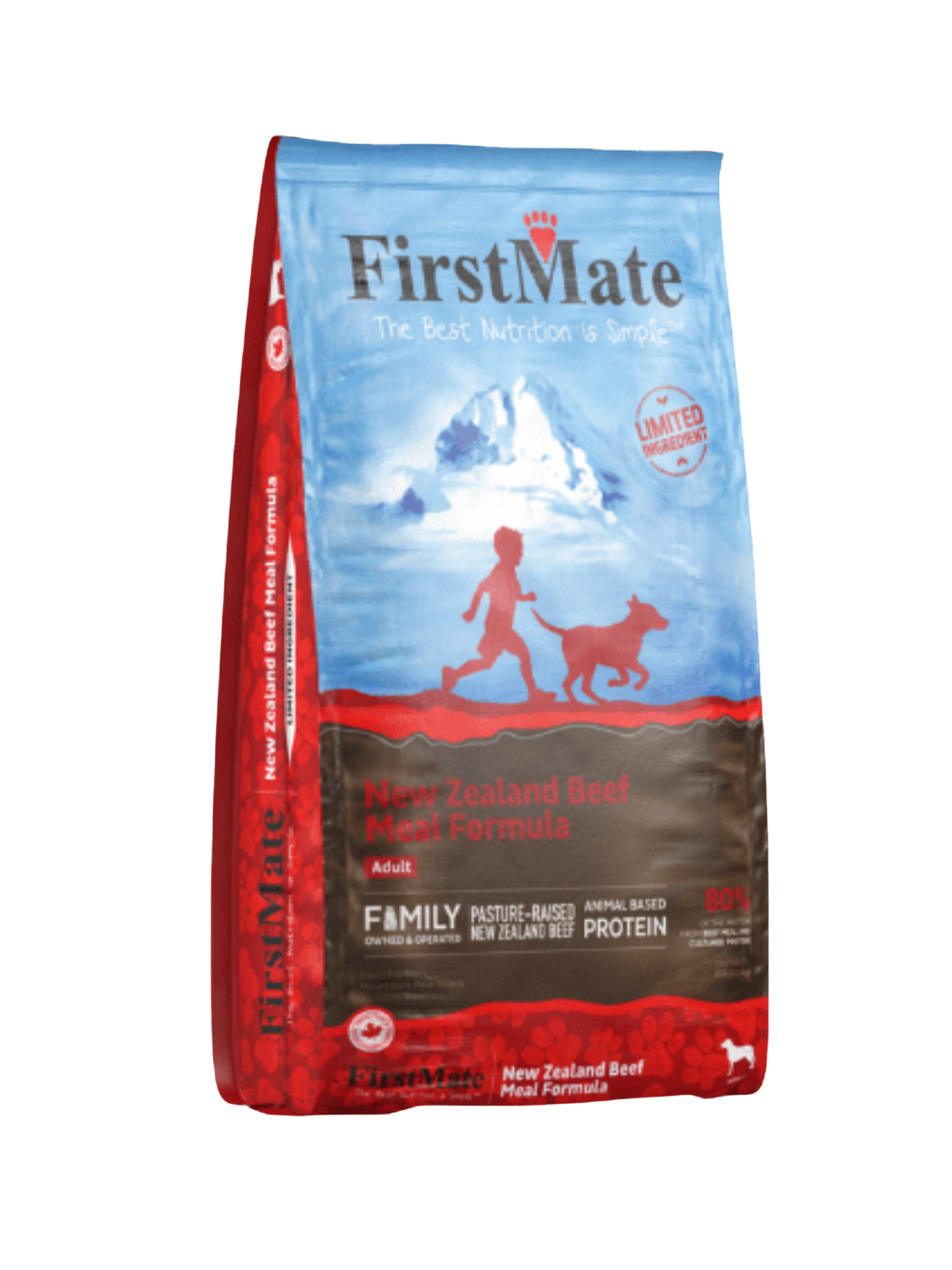 FirstMate's Beef utilise du bœuf néo-zélandais élevé au pâturage sans ajout d'hormones ni d'antibiotiques. Ce régime à ingrédients limités est idéal pour les chiens souffrant d'allergies et de restrictions alimentaires.Bêtes Gourmandes spécialiste en produits et nutrition chiens et chat à Québec.