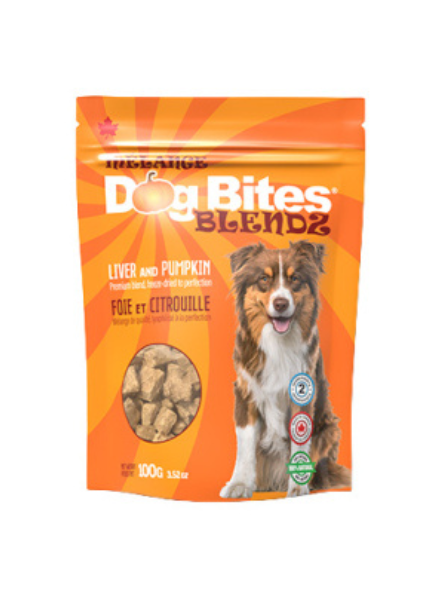 DOGBITES - Mélange de foie de boeuf & de citrouille lyophilisés