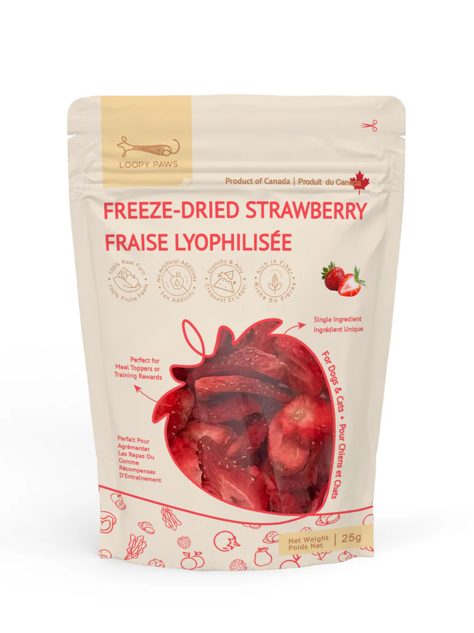 LOOPY PAWS - Fraises lyophilisées 25g