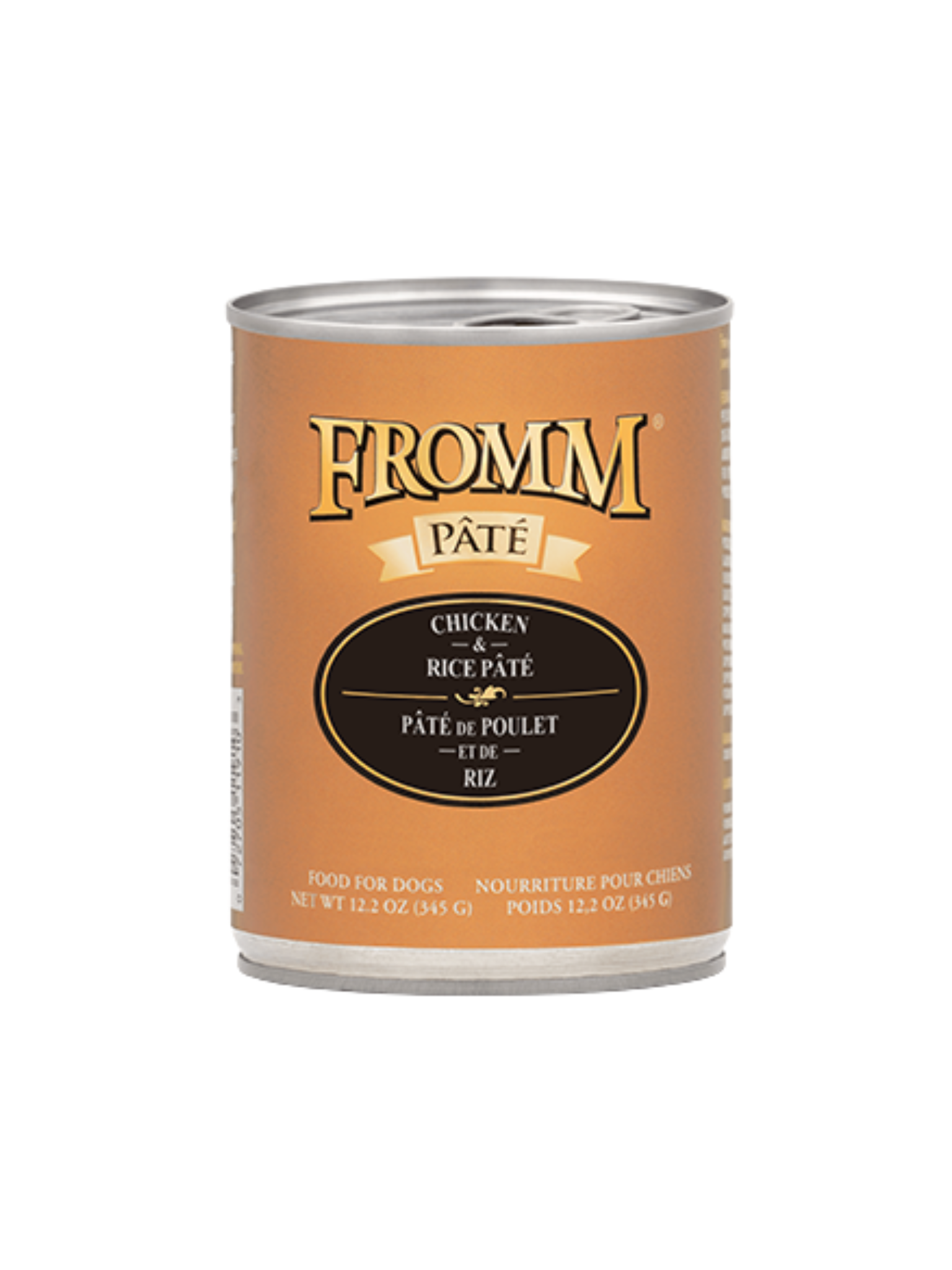 FROMM - Pâté de poulet et riz 345 g. Bêtes Gourmandes, boutique spécialisée alimentation, éducation et sports pour chien à Québec.

