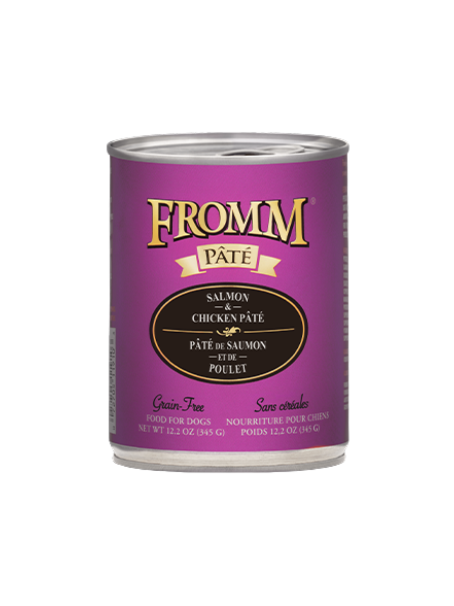FROMM - Pâté de saumon et poulet 345 g. Bêtes Gourmandes, boutique spécialisée alimentation, éducation et sports pour chien à Québec.

