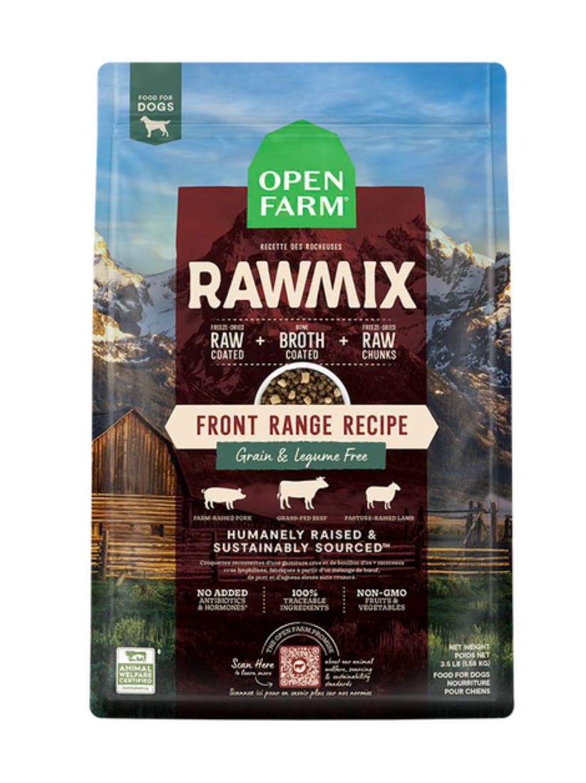 OPEN FARM - Recette rawmix viandes rouge sans grains. Bêtes Gourmandes spécialiste en nutrition pour chien et chat et comportement canin à Québec.