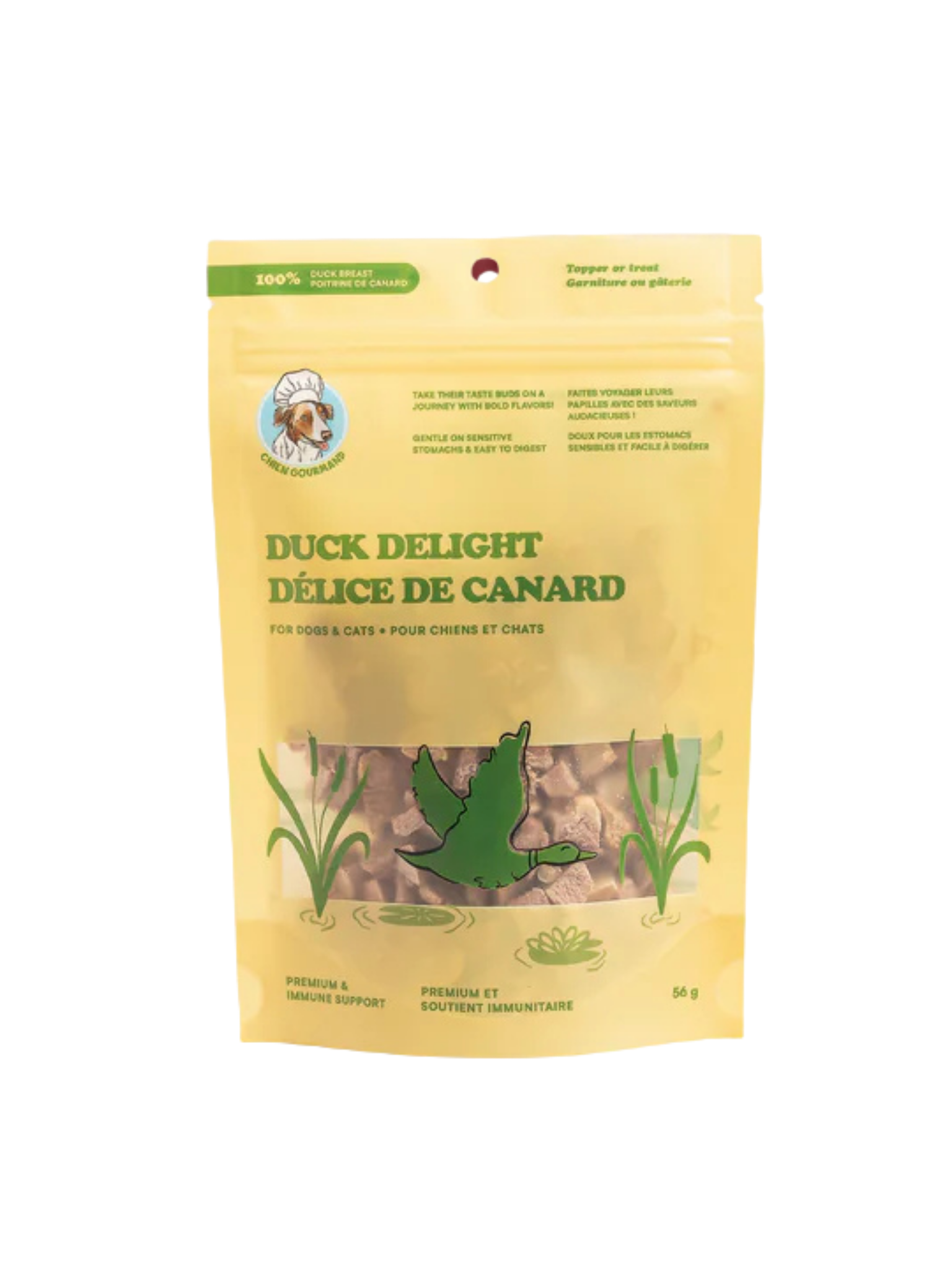 CHIEN GOURMAND - Gâteries lyophilisées au canard 56g. Bêtes Gourmandes, boutique spécialisée alimentation, éducation et sports pour chiens à Québec.