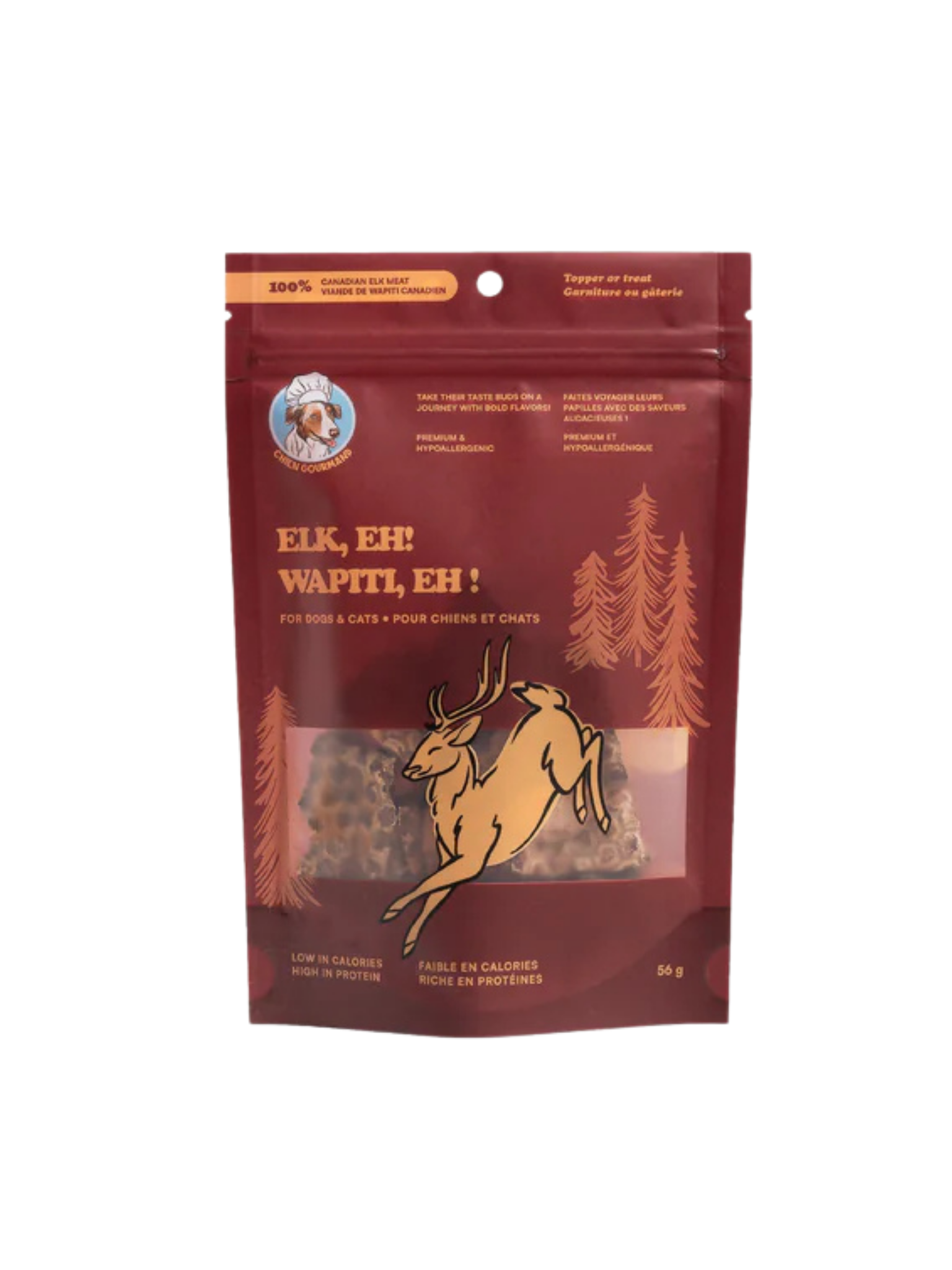 CHIEN GOURMAND - Gâteries lyophilisées au wapiti 56g. Bêtes Gourmandes, boutique spécialisée alimentation, éducation et sports pour chiens à Québec.